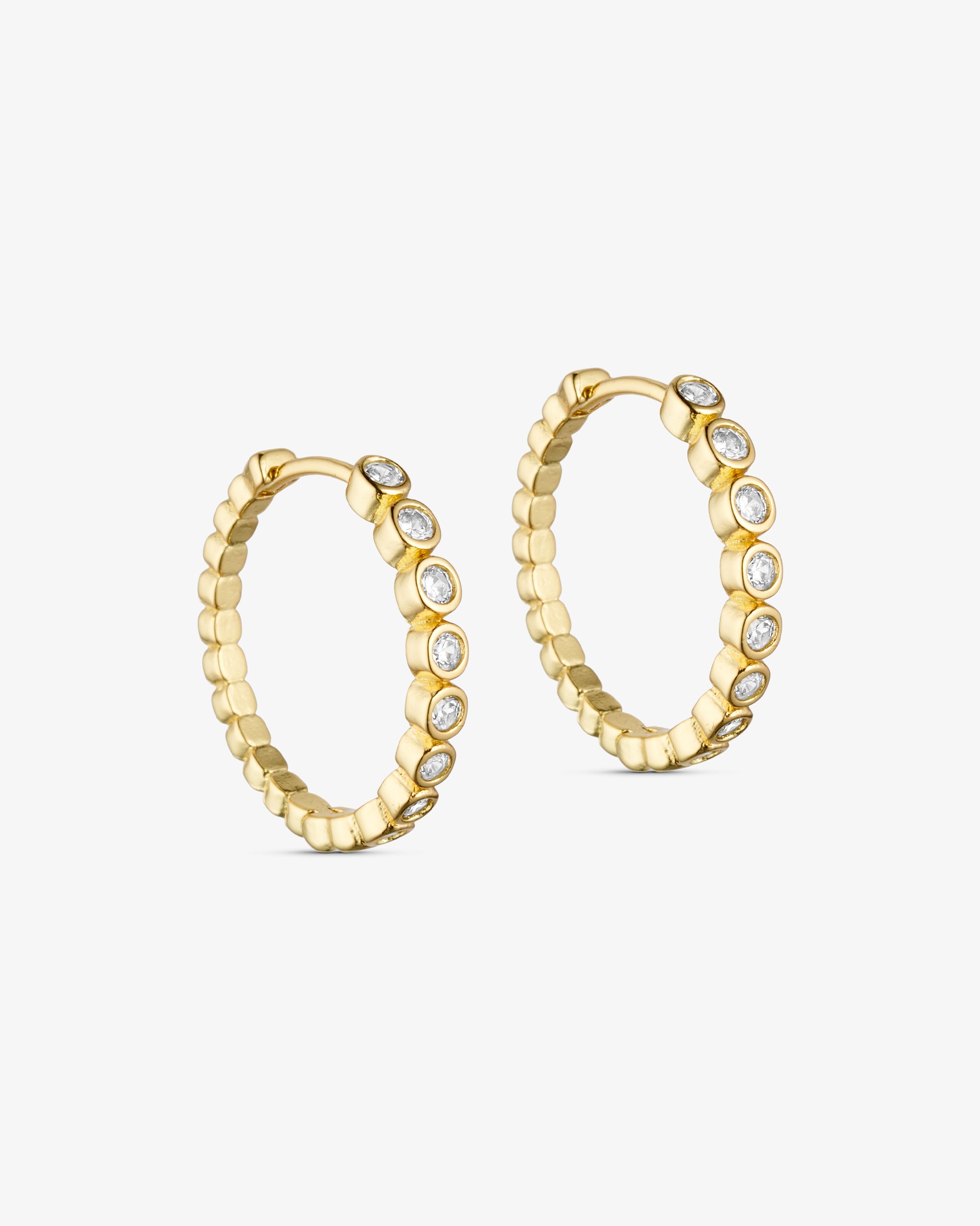 Lili Maria Øreringe Stor Hoop - Zirkonia - 18 karat forgyldt