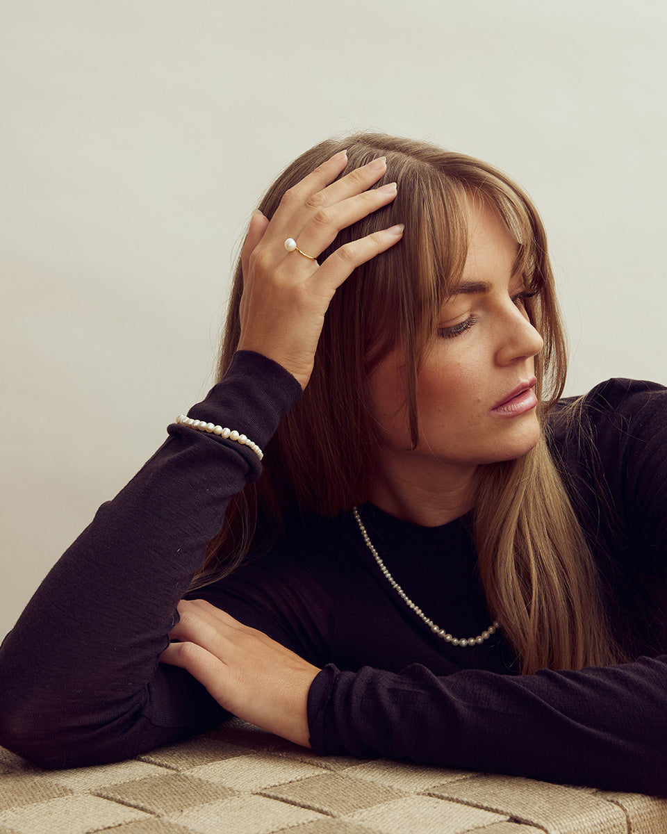 Vega Perle Armbånd - 18 karat forgyldt