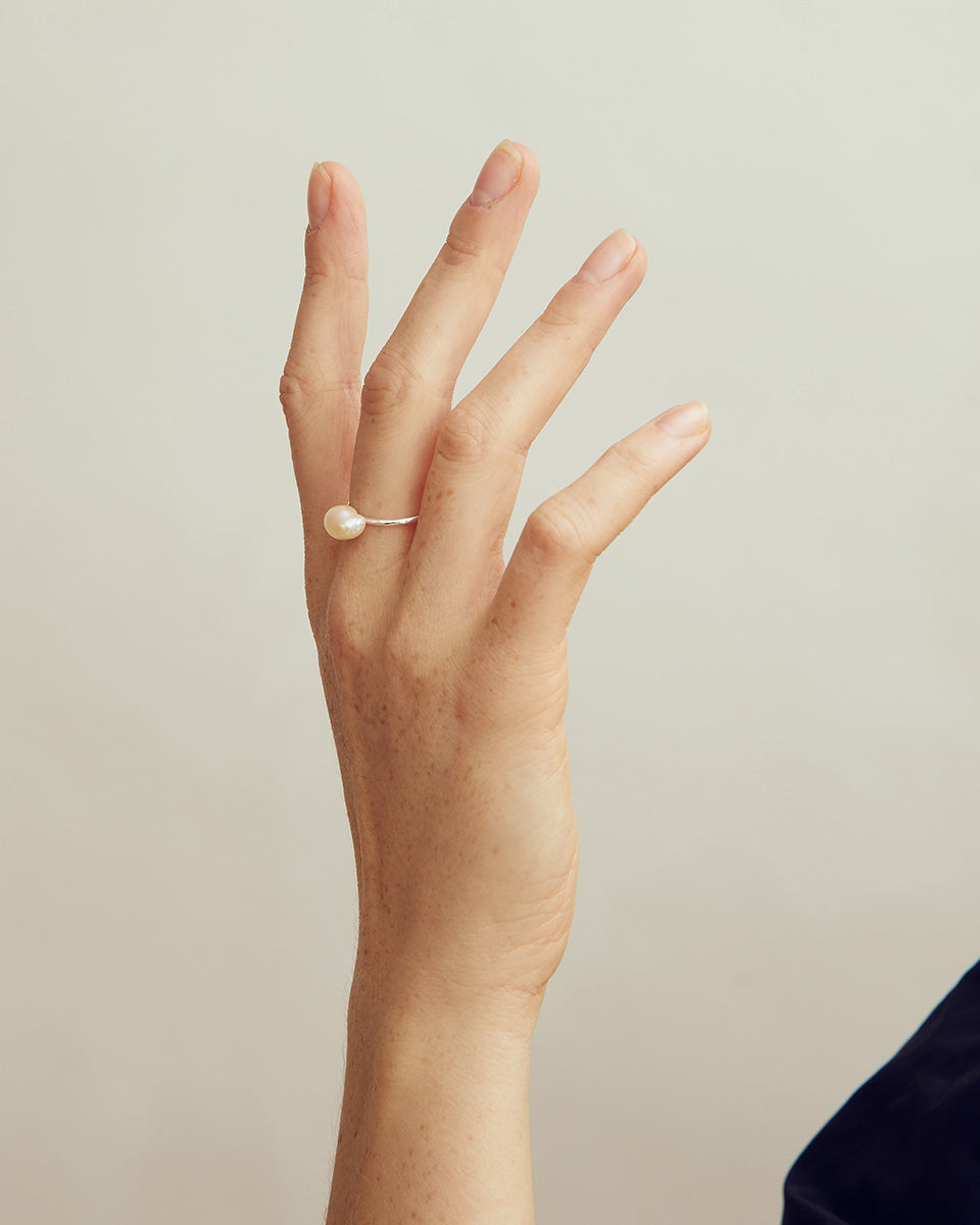 Vega Perle Ring - Sølvbelagt
