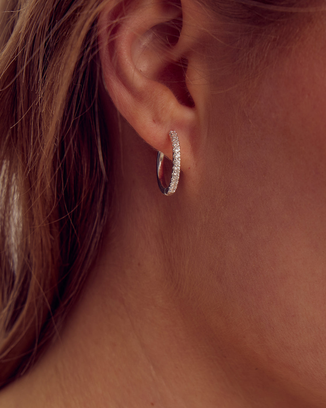 Rose Hoop Øreringe Mellem - Zirkonia - Sølvbelagt