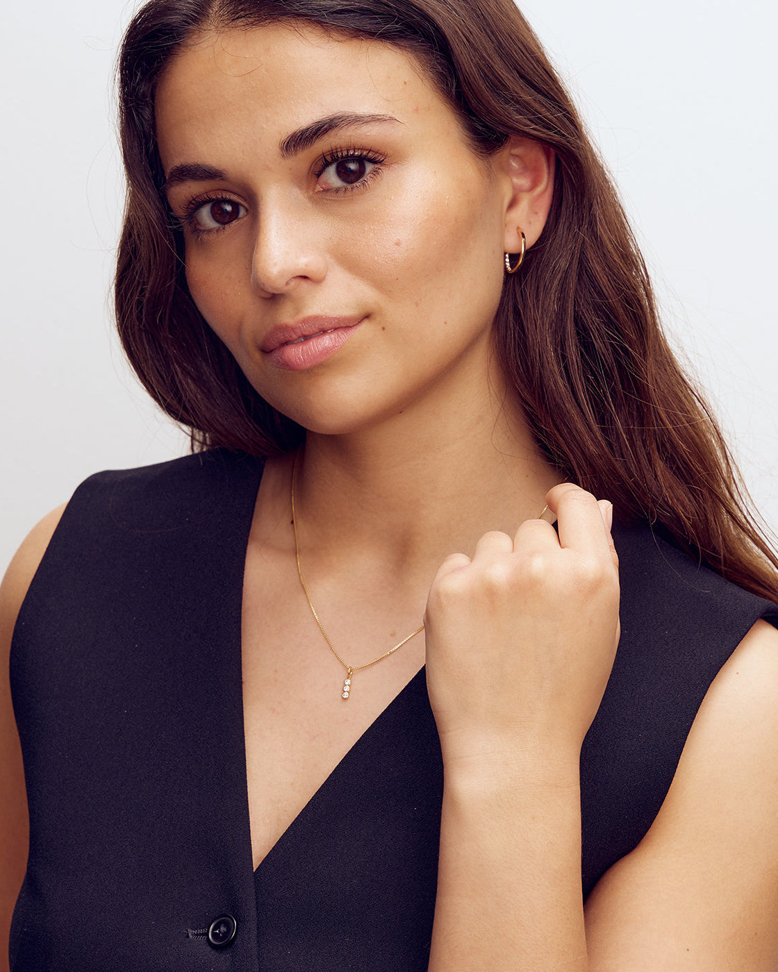 Smyckesset - Agnes Halsband / Rose <!-- x-tinymce/html -->Örhängen / Elin Ring - 18 karat guldpläterad