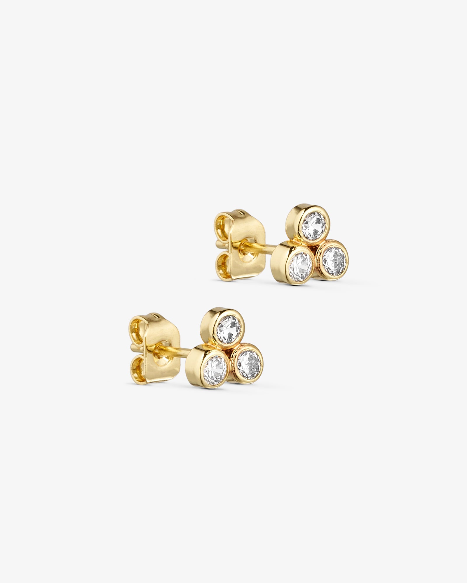 Mille Studs - Zirconia - 18 karats guldpläterade
