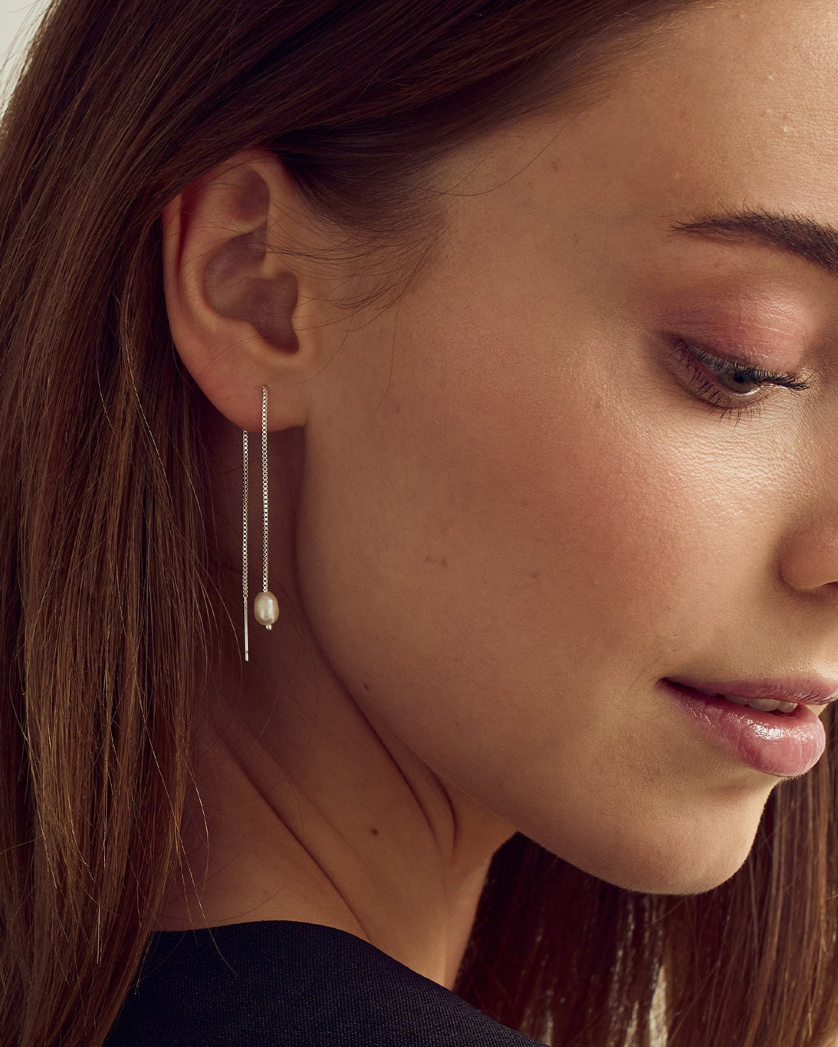 Gaia Kæde Øreringe med perler - Sølvbelagt