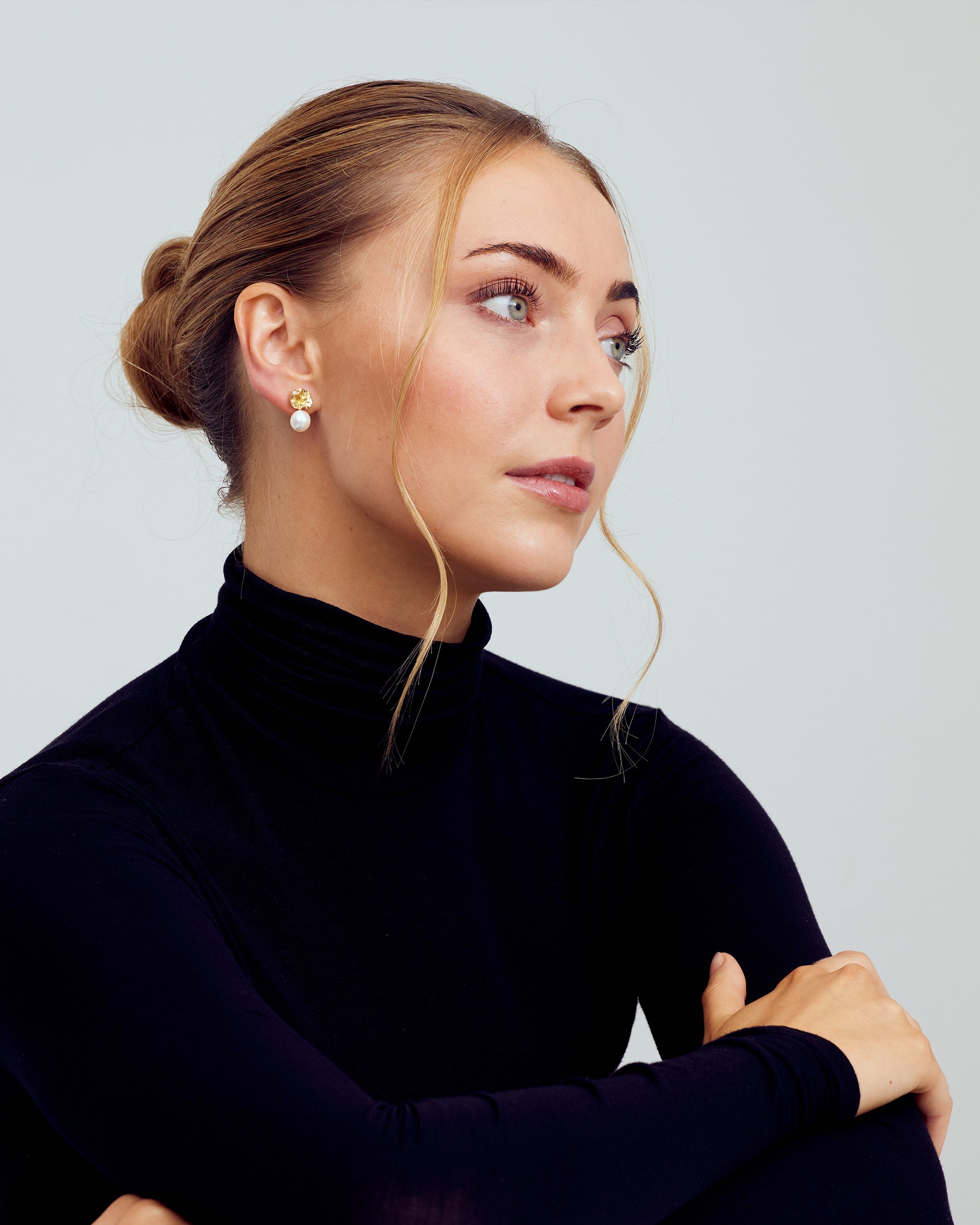 Rie Perle Øreringe - 18 karat forgyldt