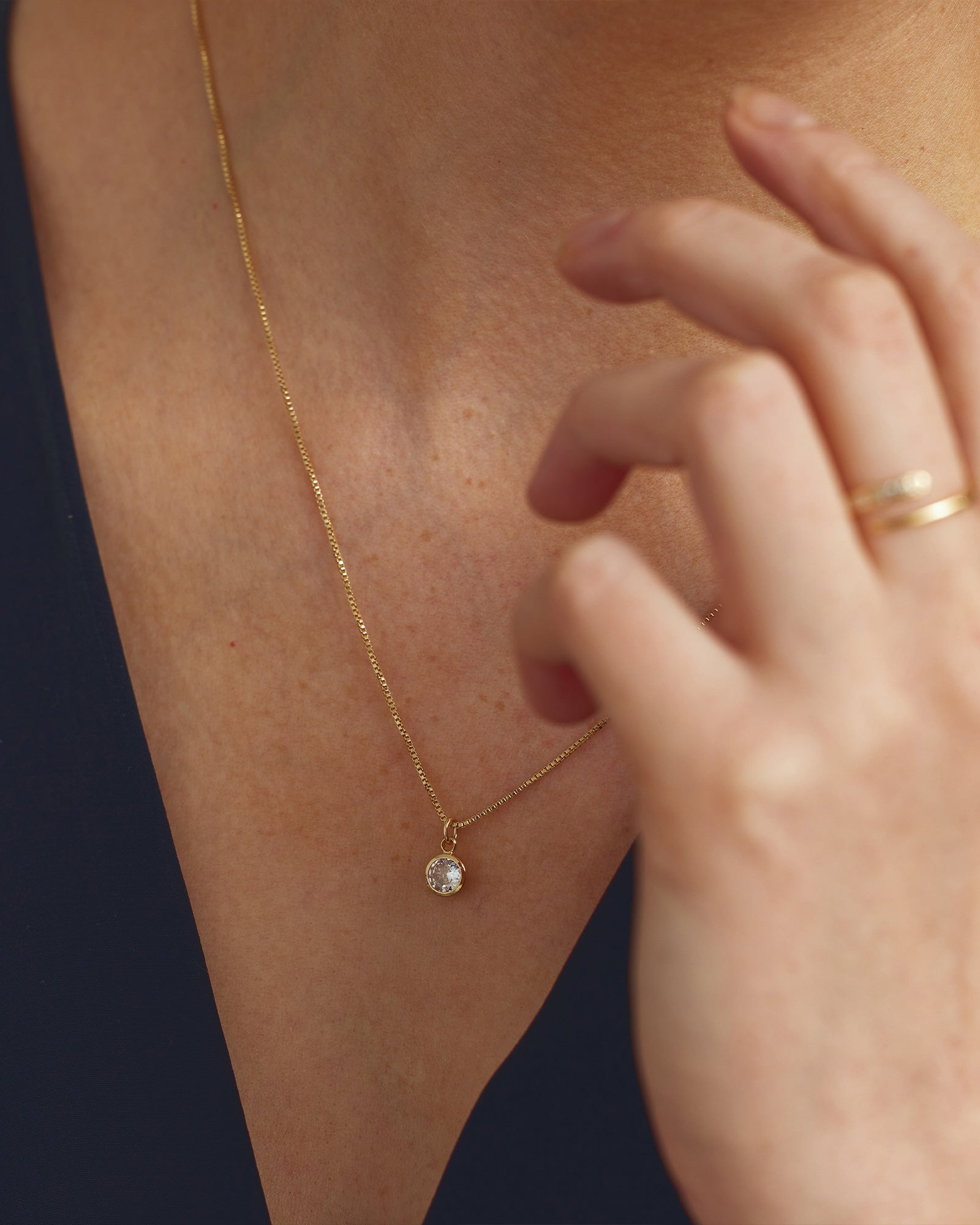 Agnes Halskæde - Zirkonia - 18 karat forgyldt