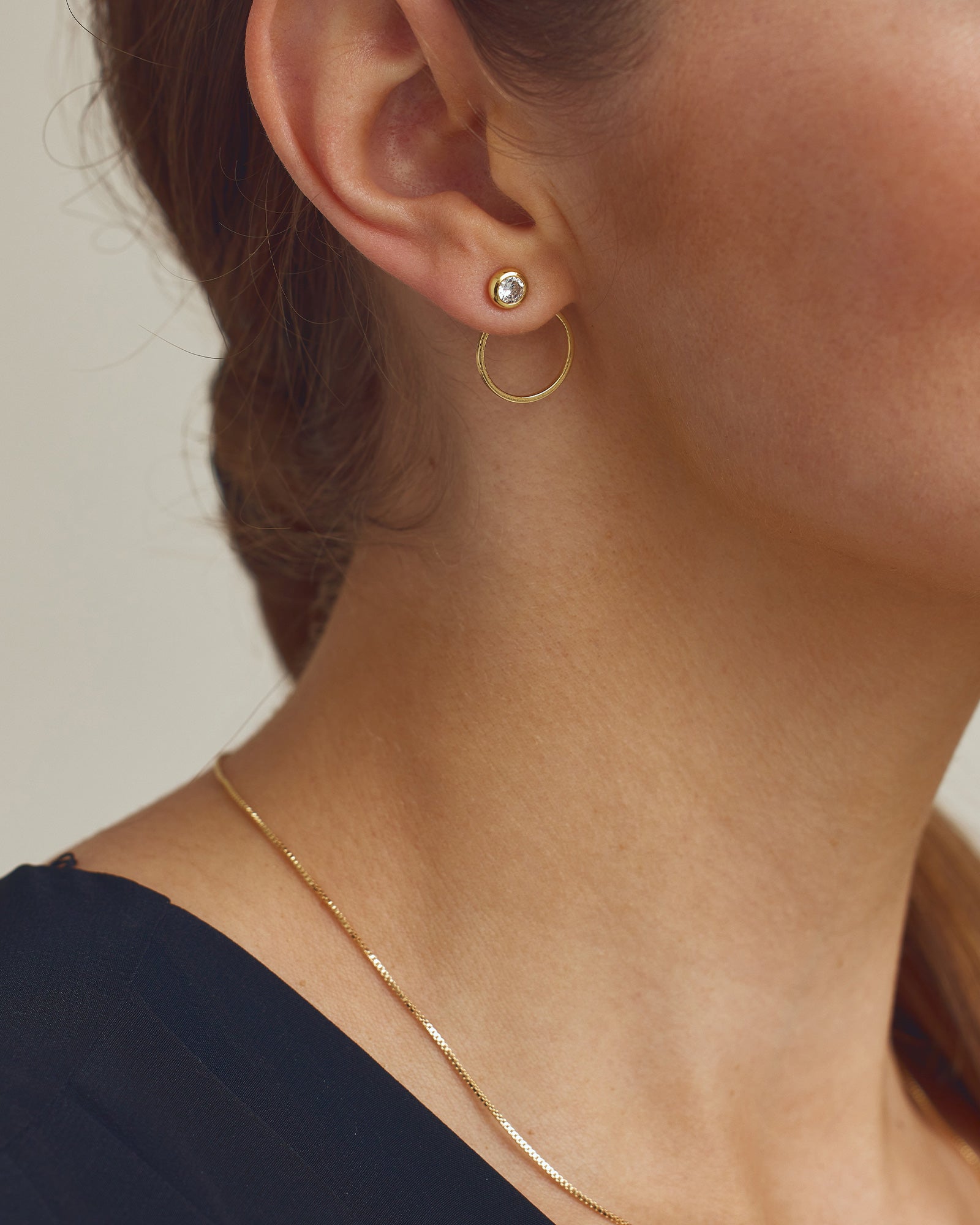 Agnes Øreringe - Zirkonia - Forgyldt