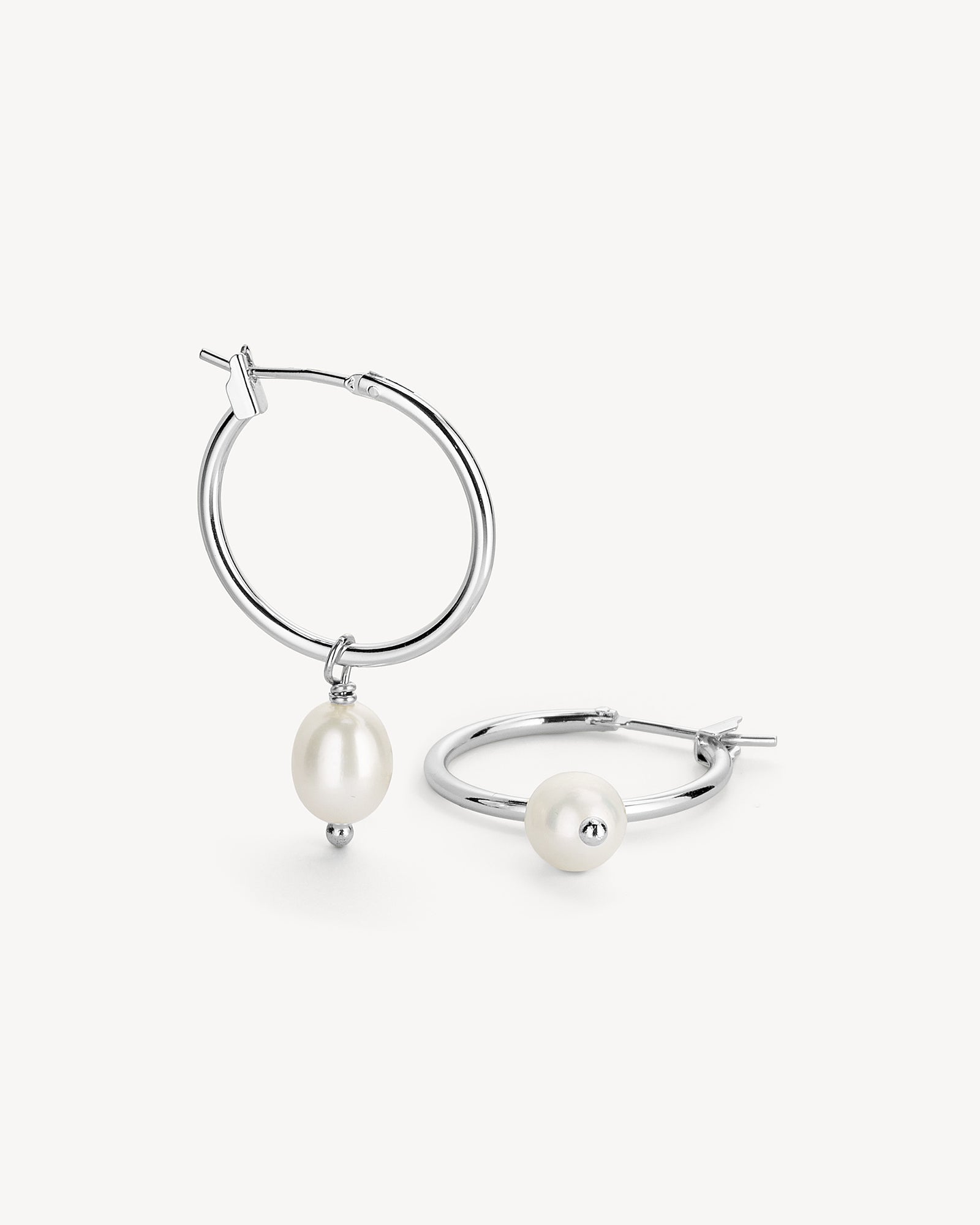 Lea Perle Øreringe Stor - Sølvbelagt