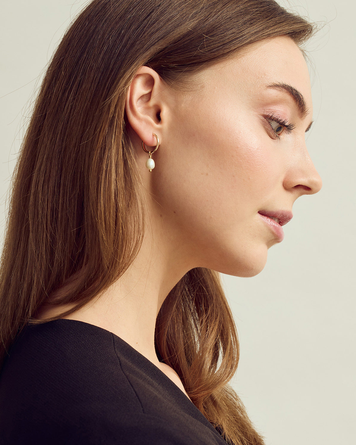 Lea Perle Øreringe Lille - Forgyldt