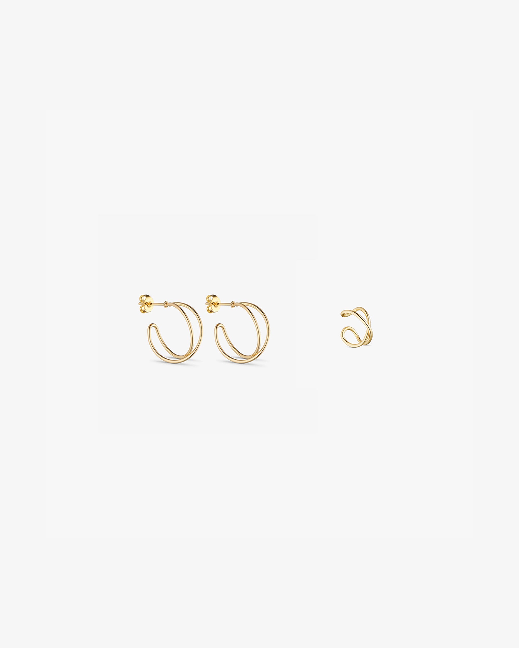 <tc>Jewelry set - Mia Earrings SMALL / Mia Earcuff - 18 carat gold-plated</tc>