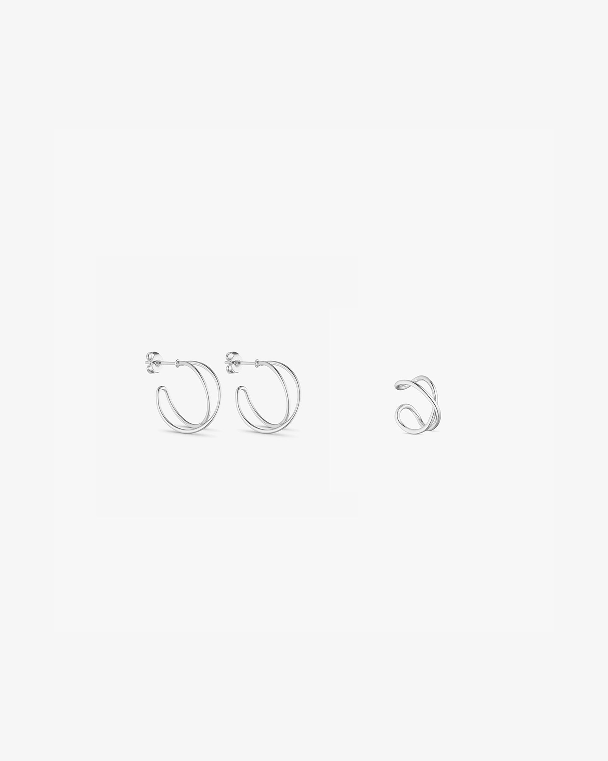 <tc>Jewelry set - Mia Earrings SMALL / Mia Earcuff - Silver plated</tc>