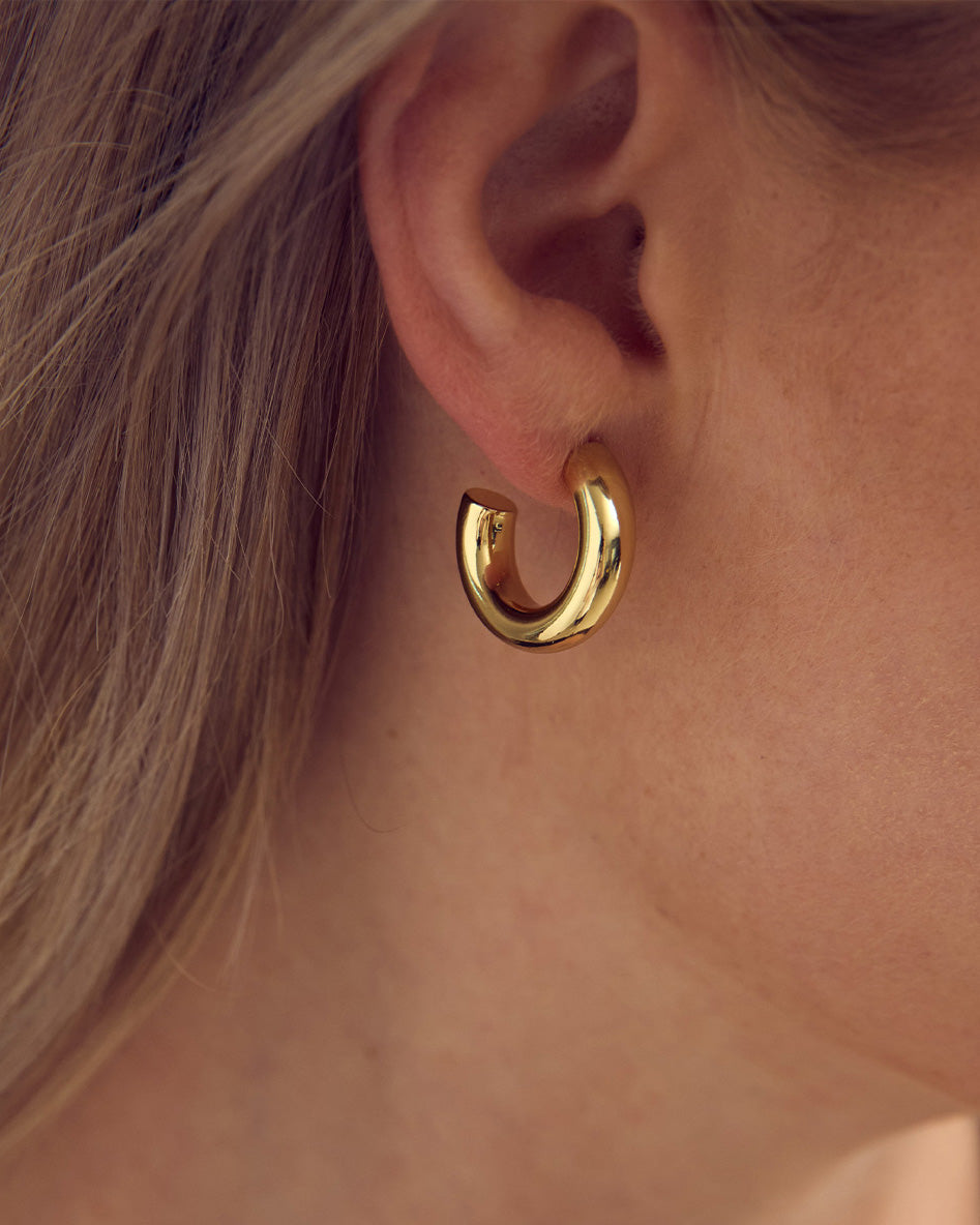 Zoe Hoop Øreringe Lille - 18 karat forgyldt