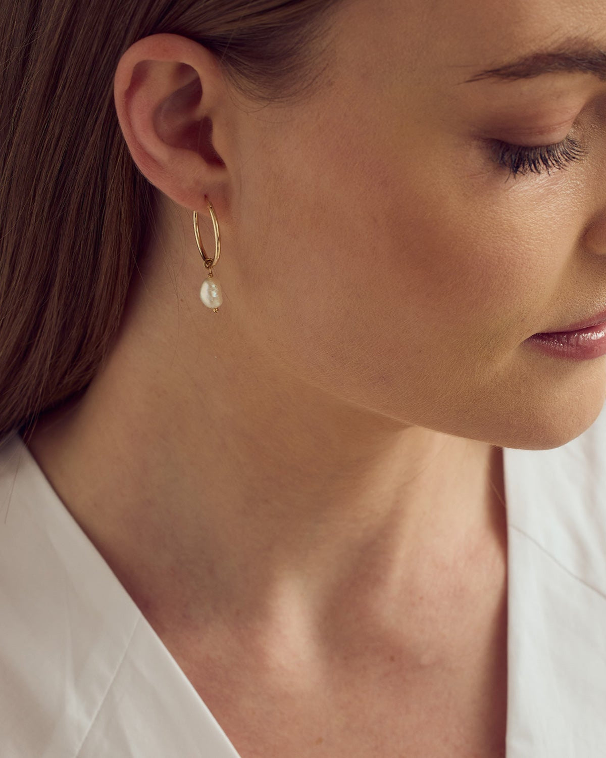 Lea Perle Øreringe Stor - 18 karat forgyldt