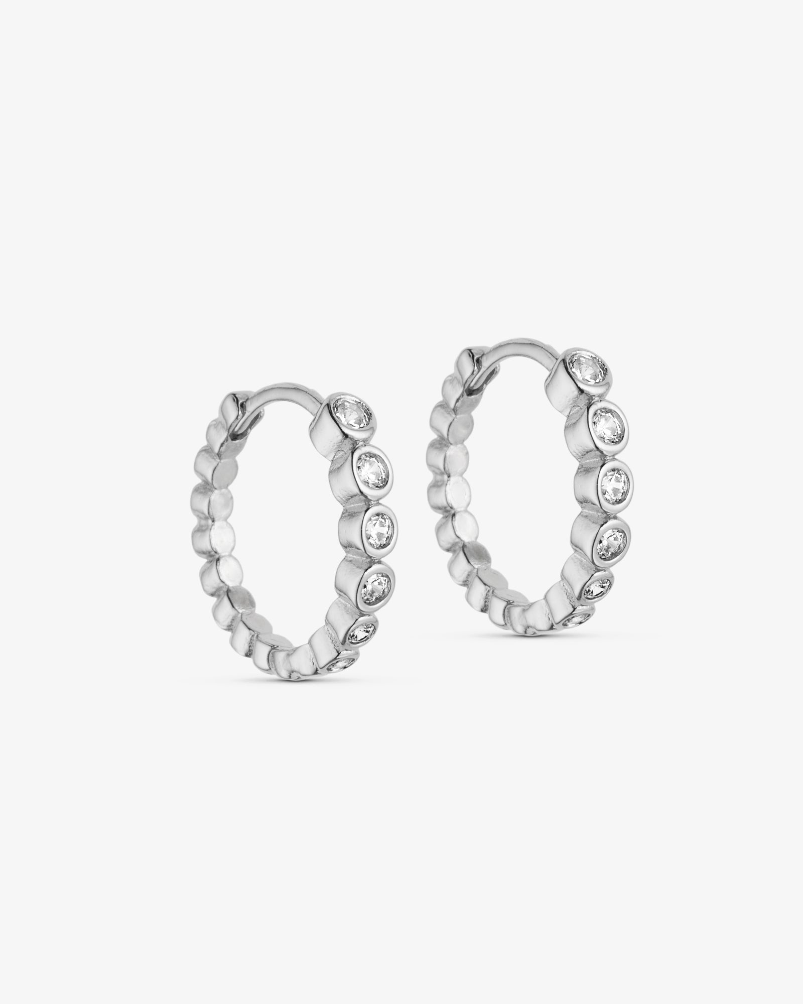 Lili Maria Hoop Øreringe - Zirkonia - Sølvbelagt