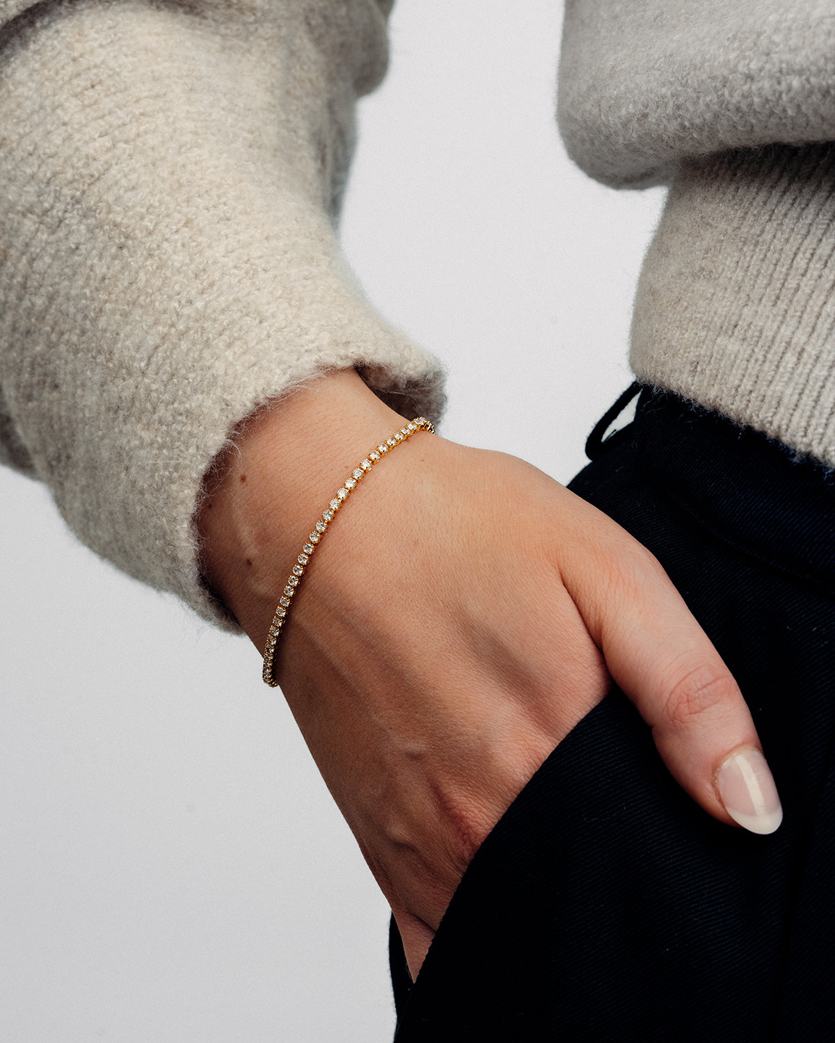 Mille Armbånd Lille - Zirkonia - 18 karat forgyldt