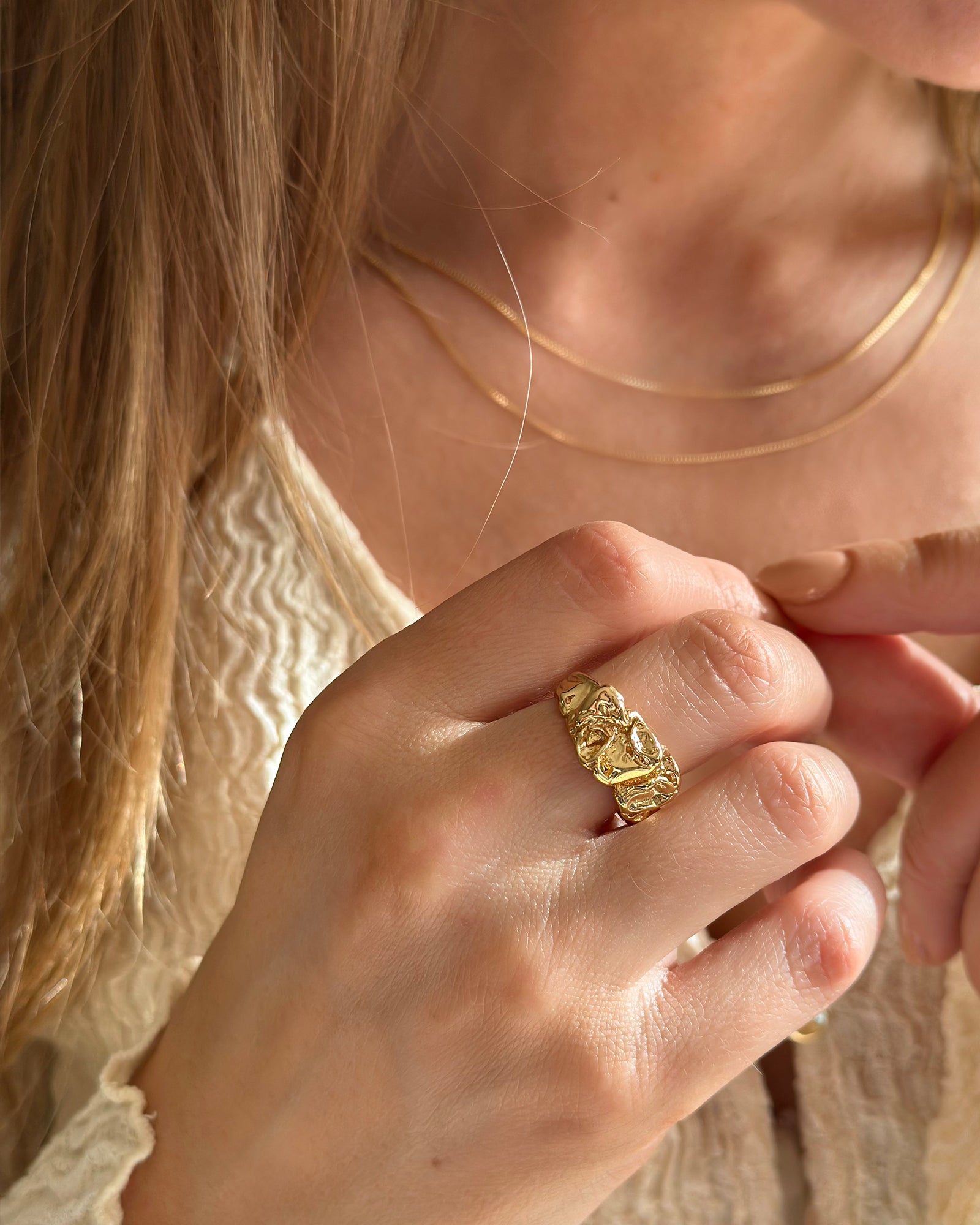 Noelle Ring Stor - 18 karat forgyldt