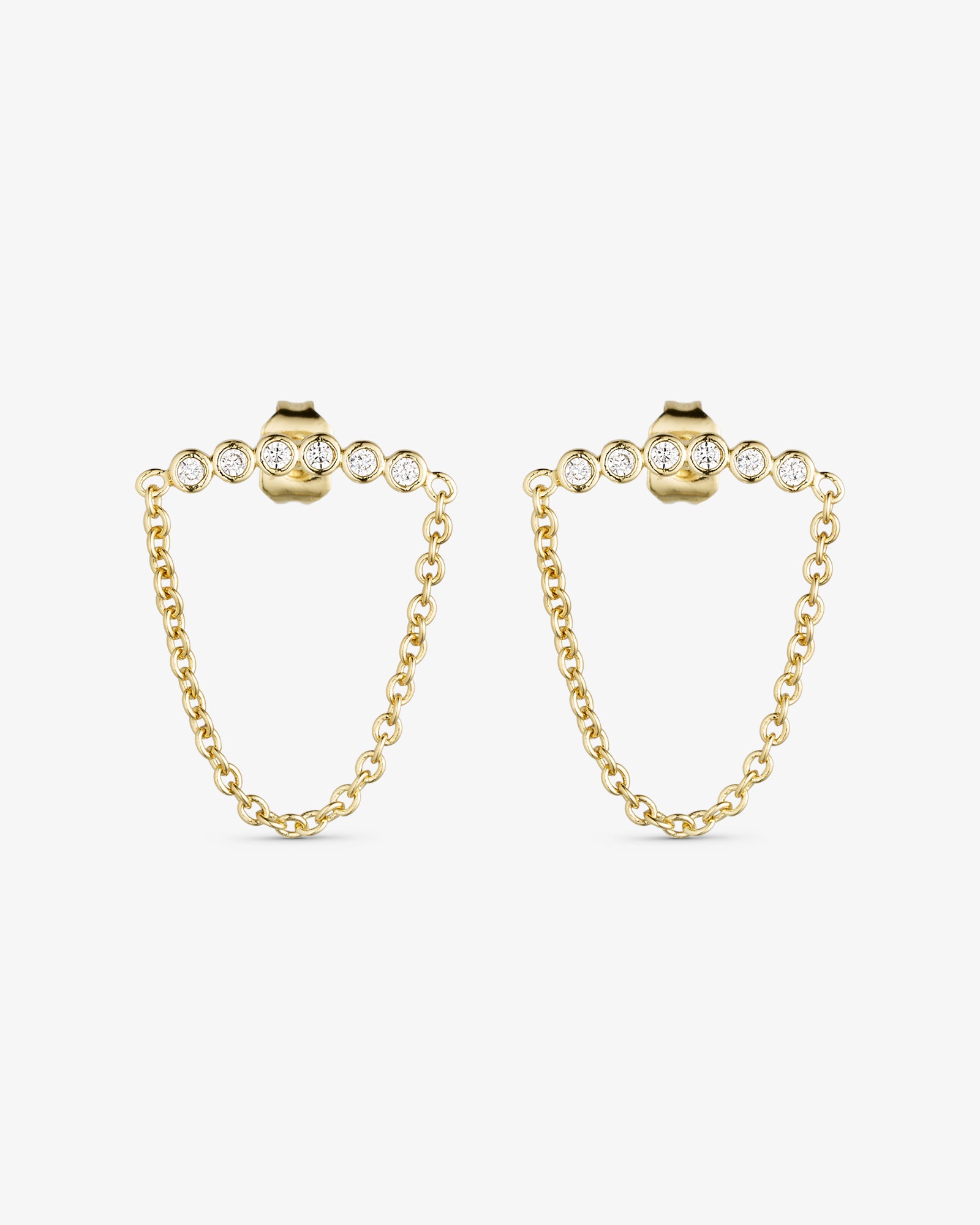 Rose Chain Earrings - Zirconia - 18 carat gold plated