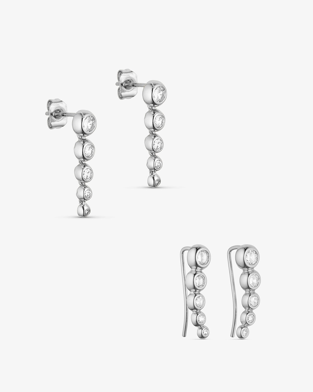 Paris Smykkesæt - Paris Climber Øreringe / Paris Drop Øreringe - Sølvbelagt