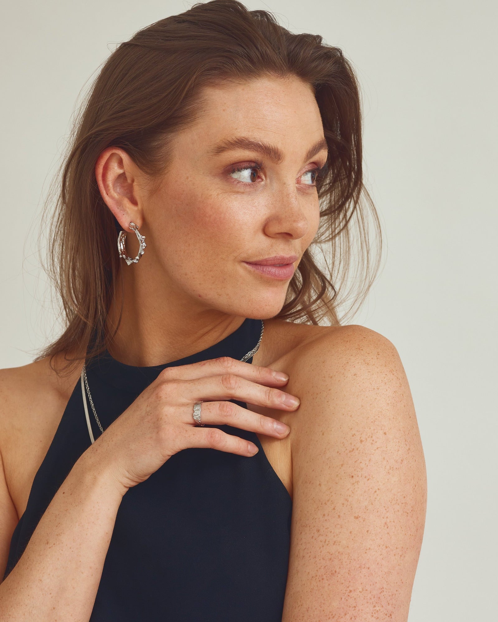 Noelle Earrings LARGE - Silver Plated