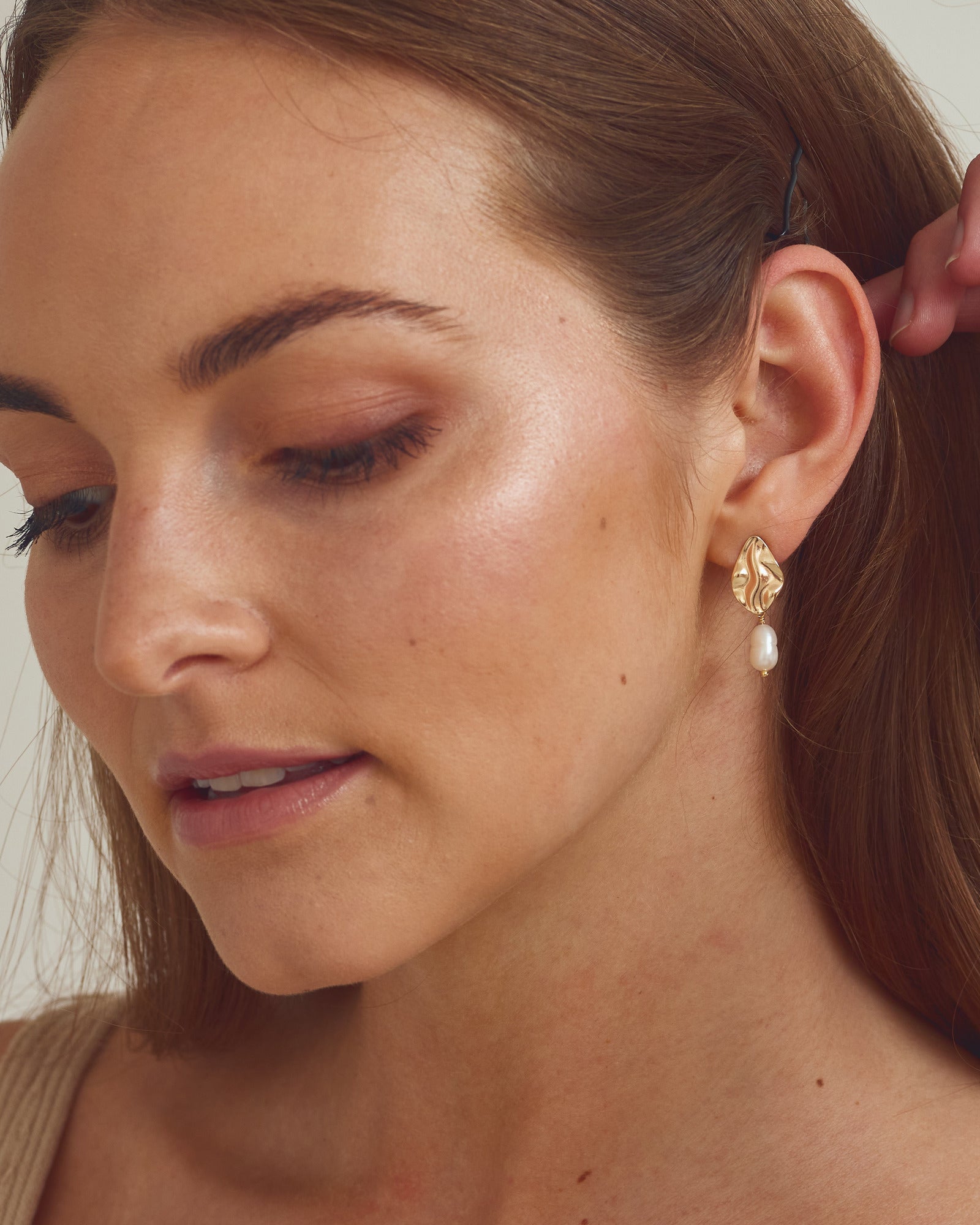 Polly Perle Øreringe - 18 karat forgyldt