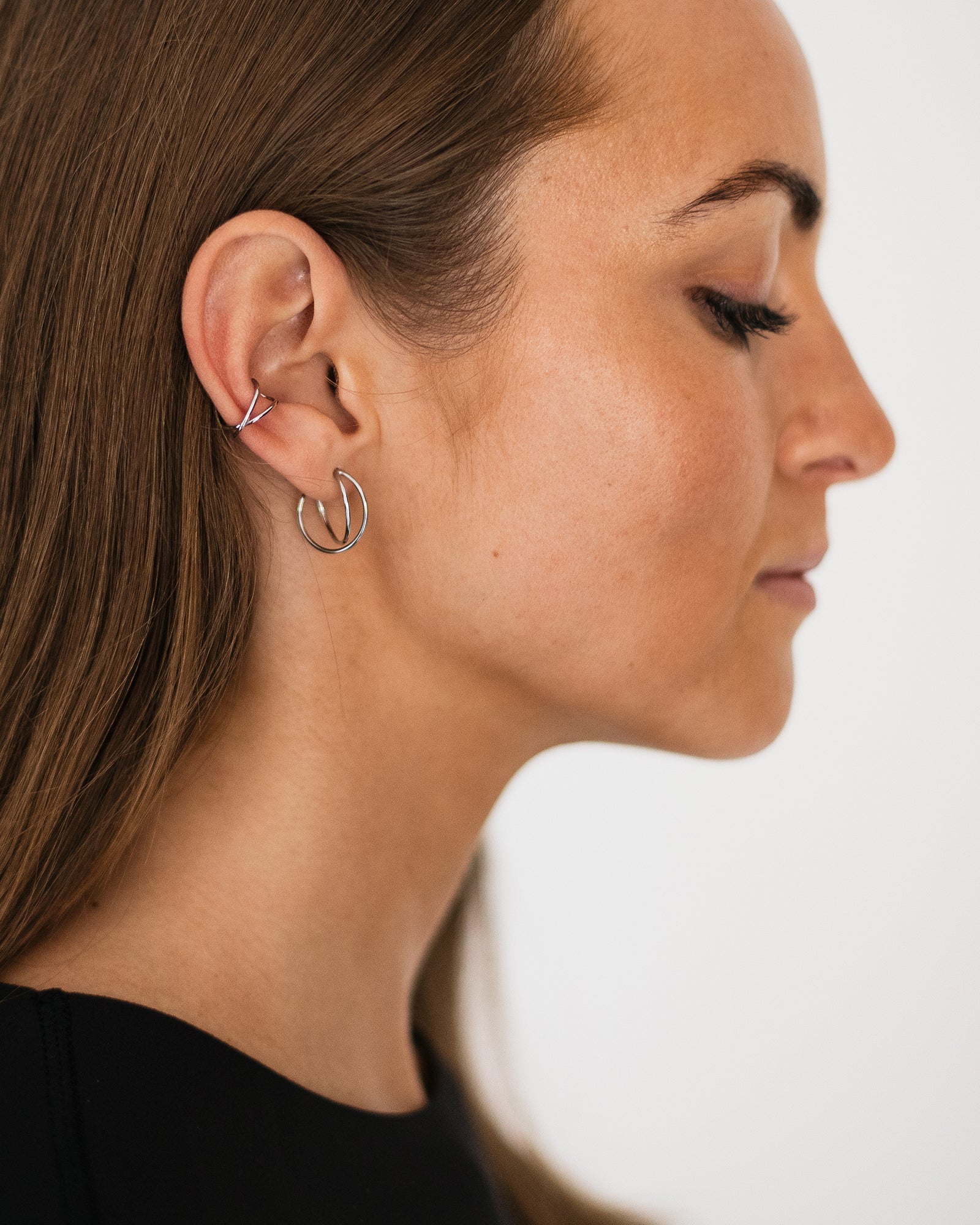 Smykkesæt - Mia Øreringe Lille / Mia Earcuff - Sølvbelagt