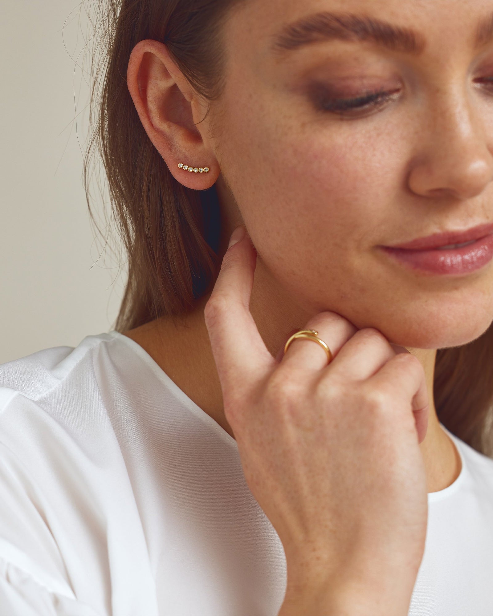 Rose Studs - Zirconia - 18 karat guldpläterade