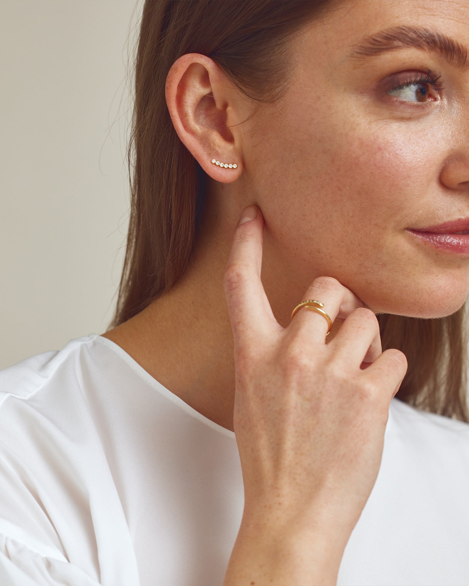 Rose Studs - Zirconia - 18 karat guldpläterade