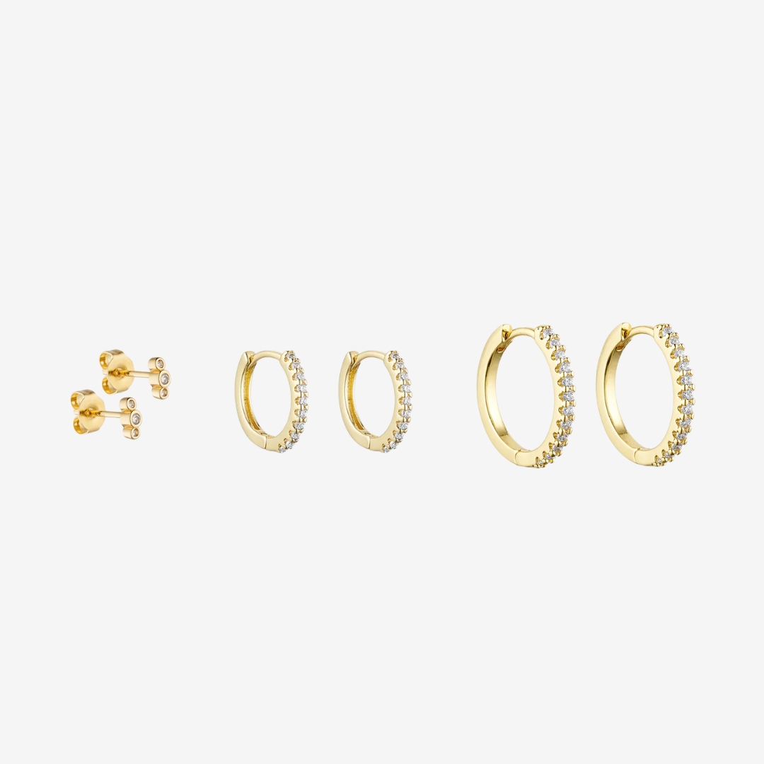 <tc>Jewelry set - Scarlett Necklace / Scarlett Earrings / Scarlett Ring - 18 carat gold plated</tc>