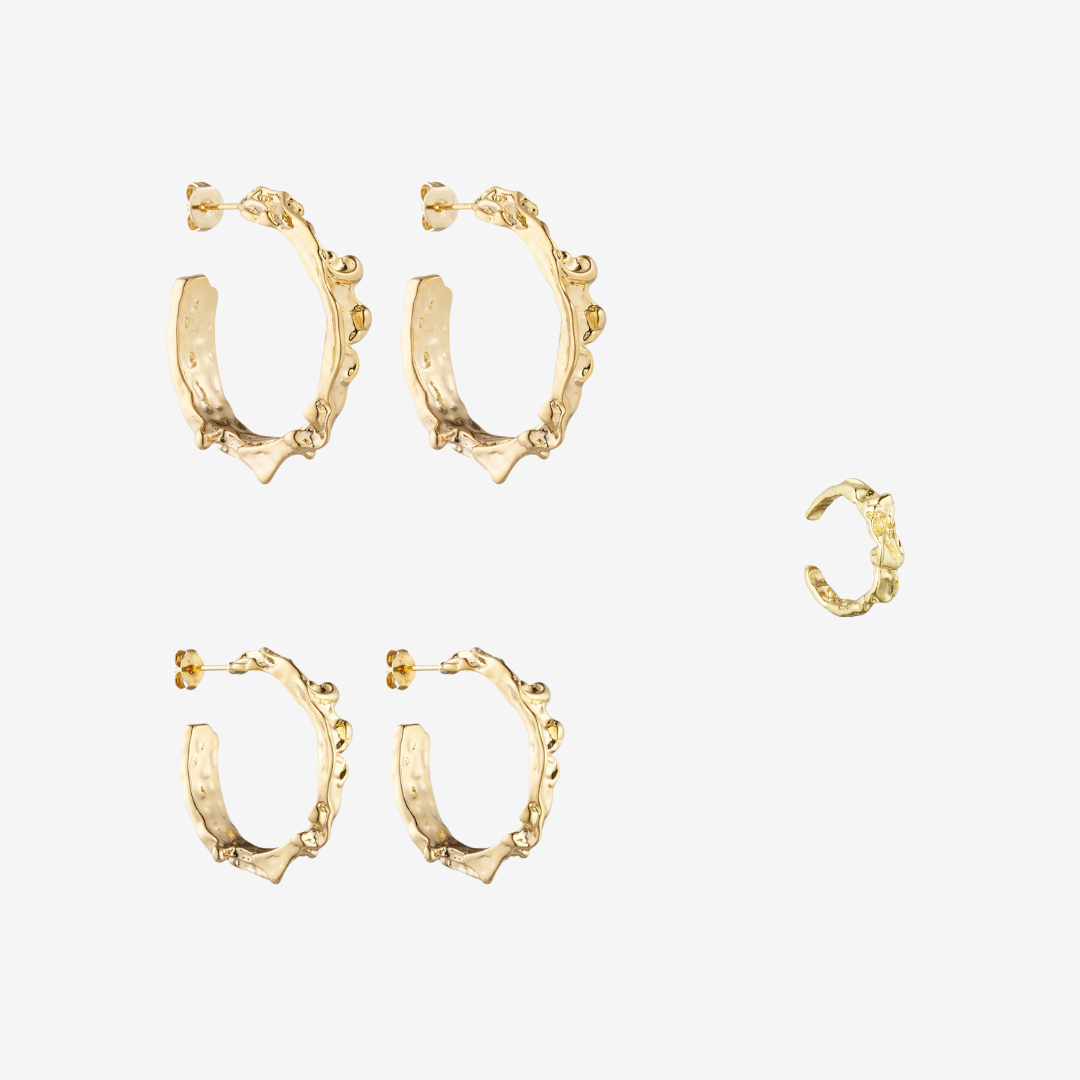 <tc>Jewelry set - Scarlett Necklace / Scarlett Earrings / Scarlett Ring - 18 carat gold plated</tc>