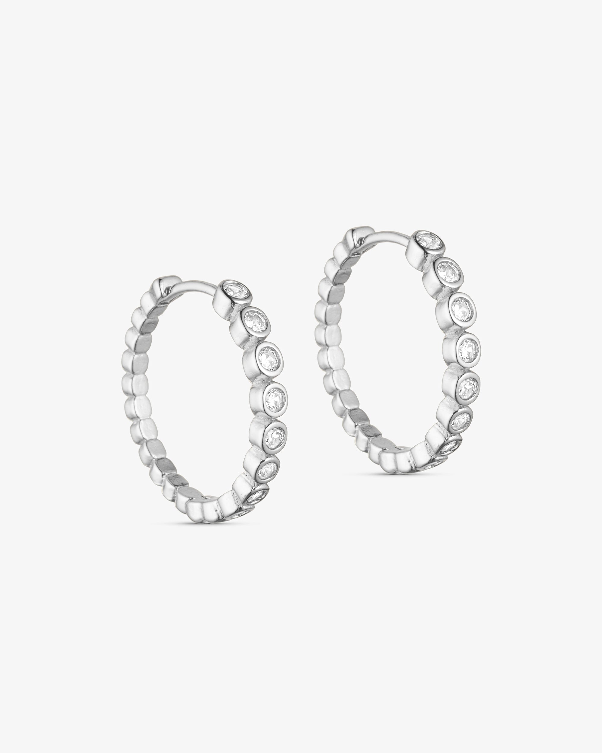 Lili Maria Øreringe Stor Hoop - Zirkonia - Sølvbelagt