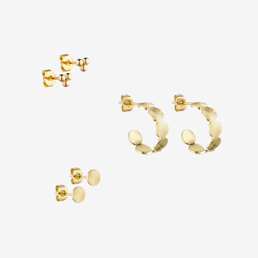 <tc>Jewelry set - Scarlett Necklace / Scarlett Earrings / Scarlett Ring - 18 carat gold plated</tc>
