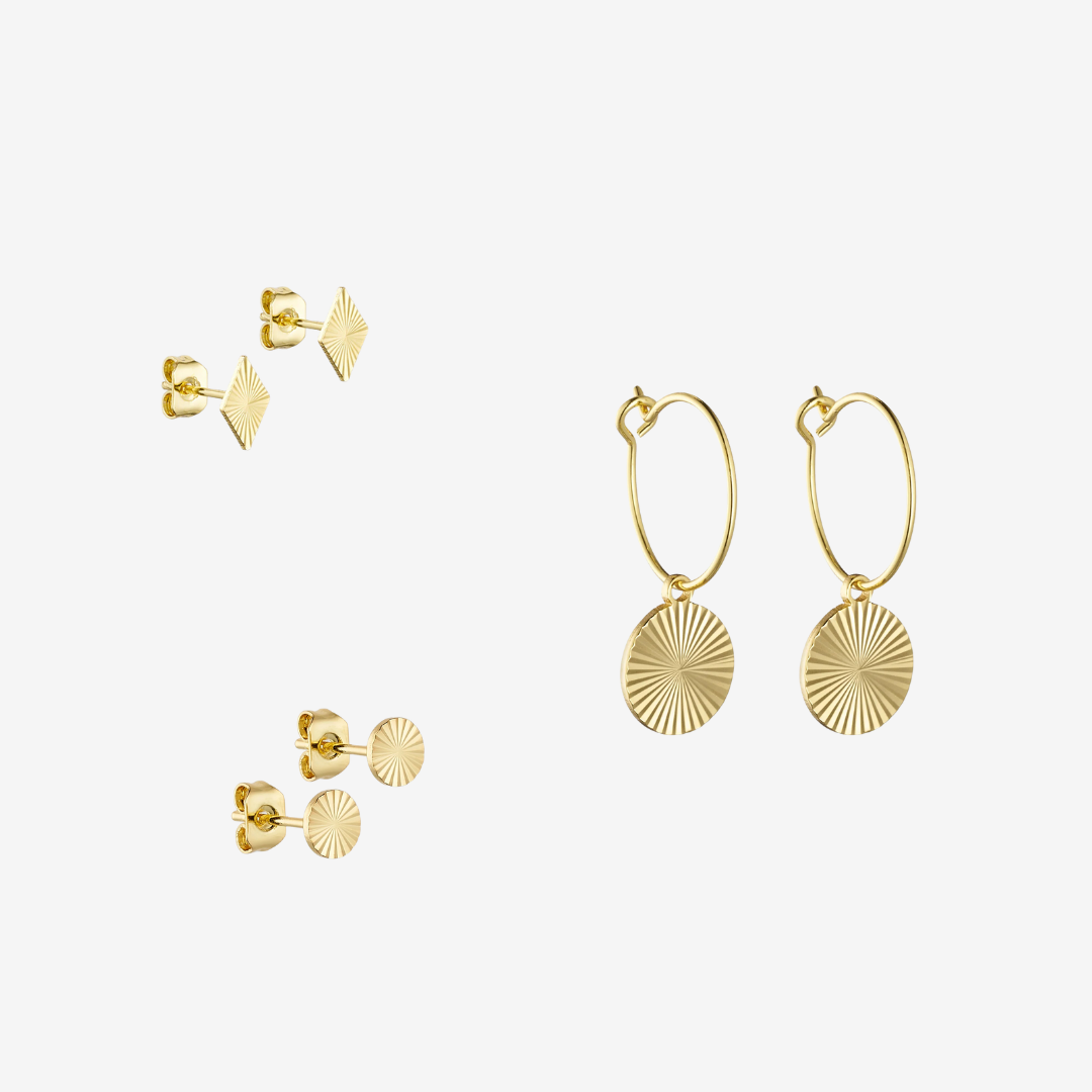<tc>Jewelry set - Scarlett Necklace / Scarlett Earrings / Scarlett Ring - 18 carat gold plated</tc>