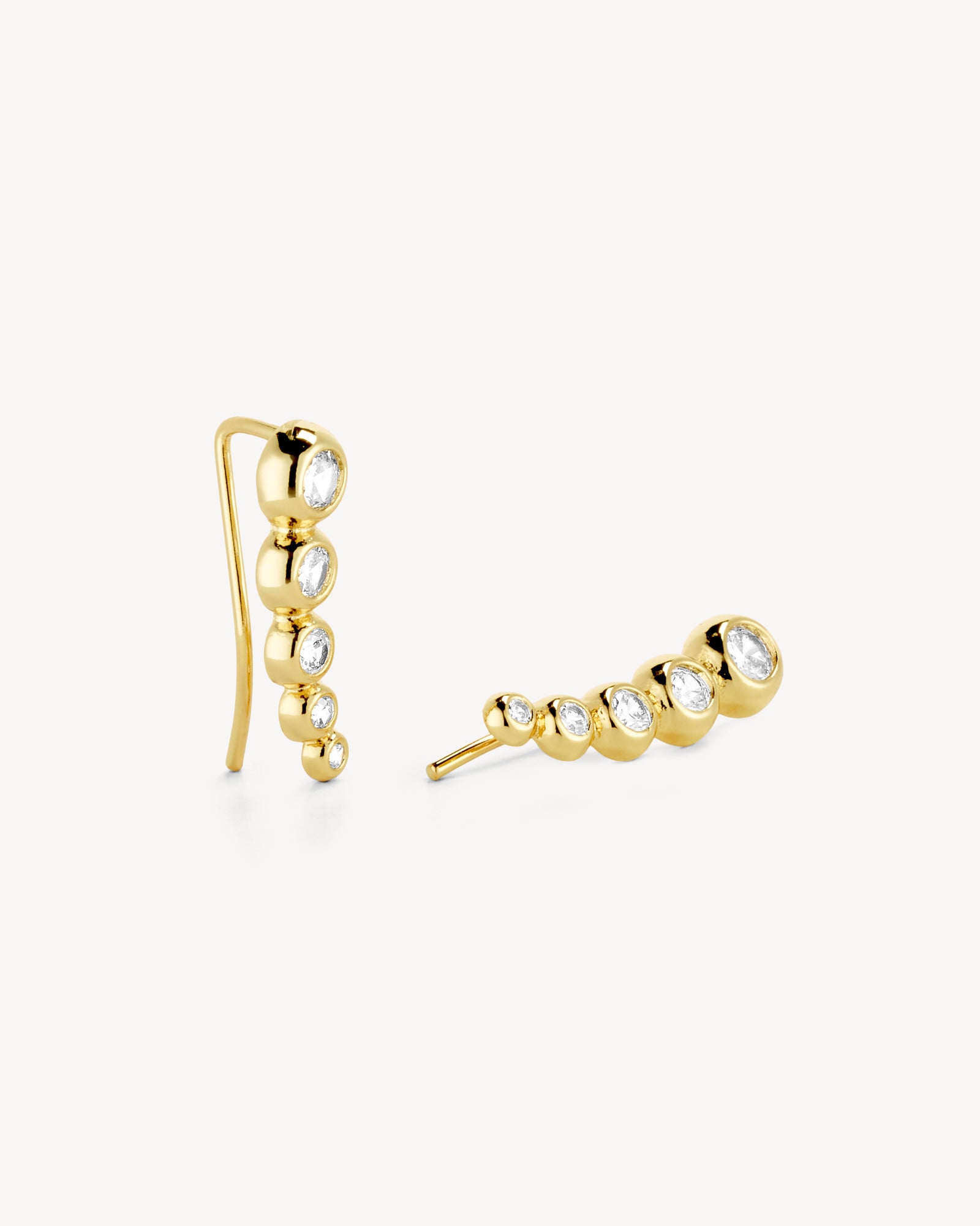 Paris Climber Øreringe - Zirkonia - Forgyldt