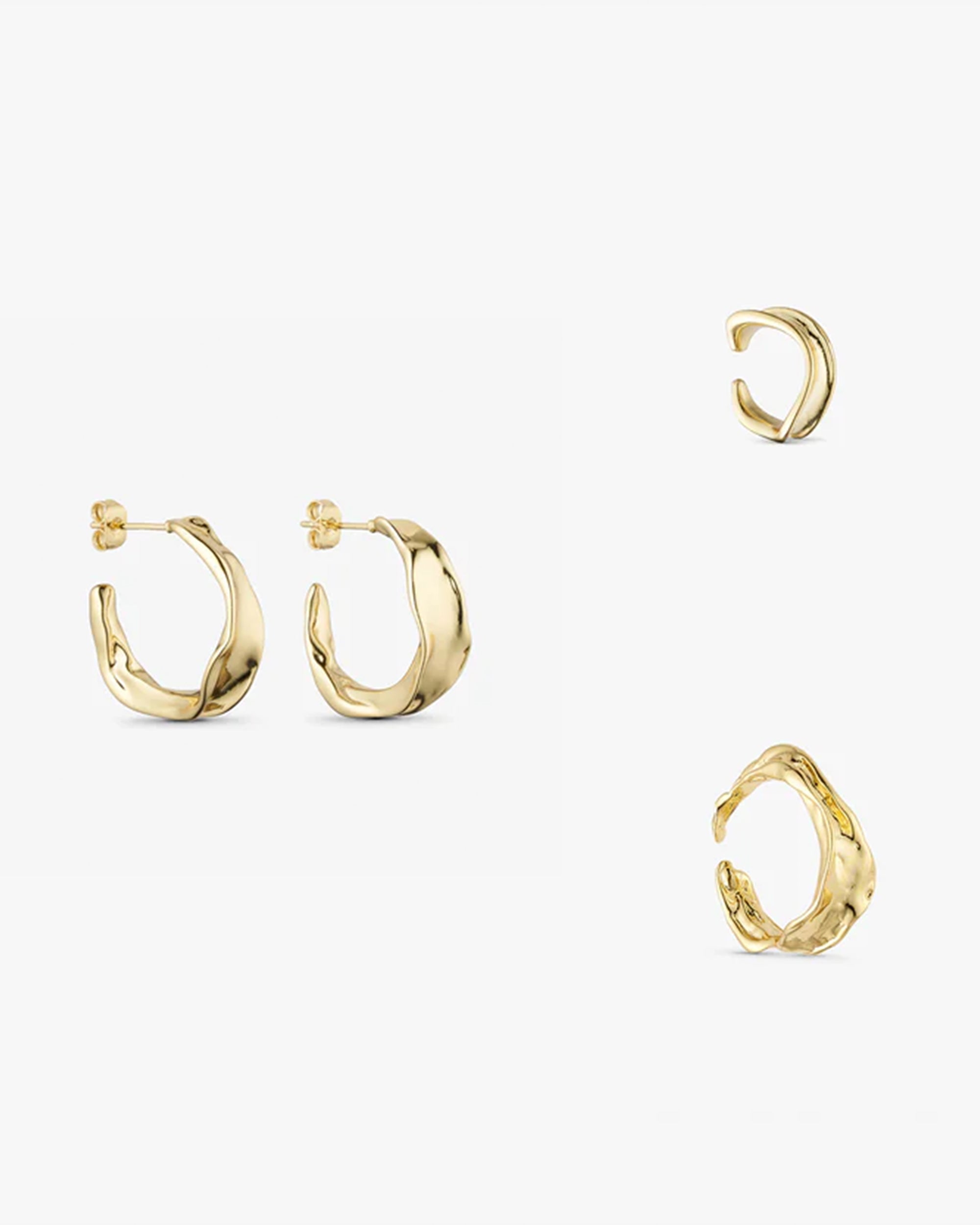 Polaris Smykkesæt - Ofelia Hoop Øreringe / Ofelia Ring / Ofelia Earcuff- 18 karat forgyldt