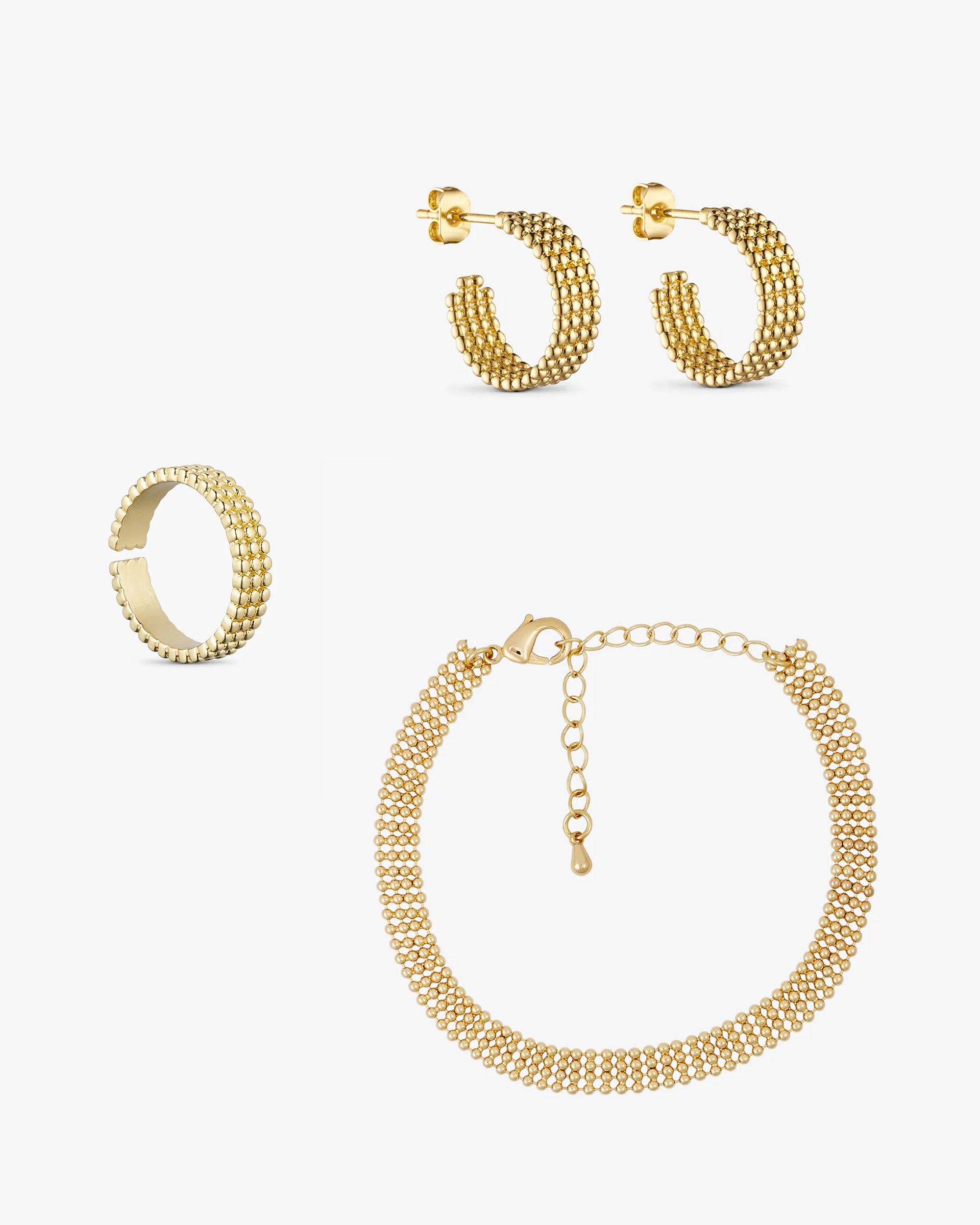<tc>Smyckesset - Eden Halsband / Eden Armband / Scarlett Örhängen - 18 karat guldpläterad</tc>