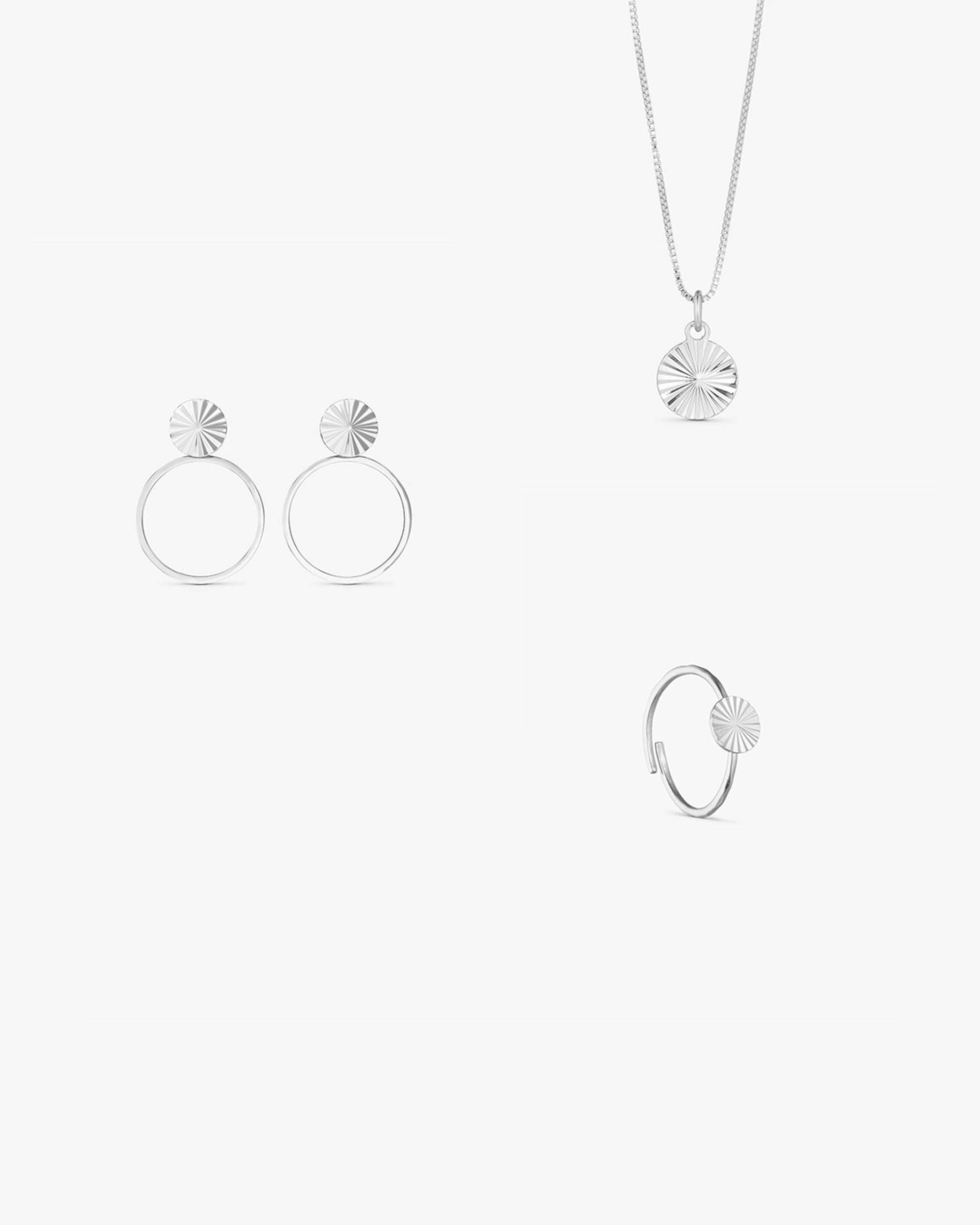 Smykkesæt - Scarlett Halskæde / Scarlett Øreringe / Scarlett Ring - Sølvbelagt