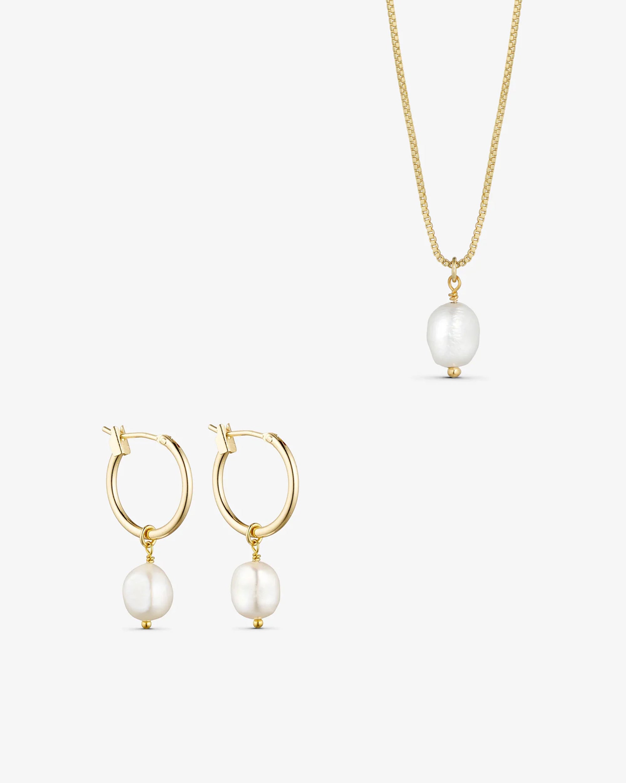 Smyckesset - Lea Halsband / Lea Örhängen SMALL - 18 karat guldpläterad