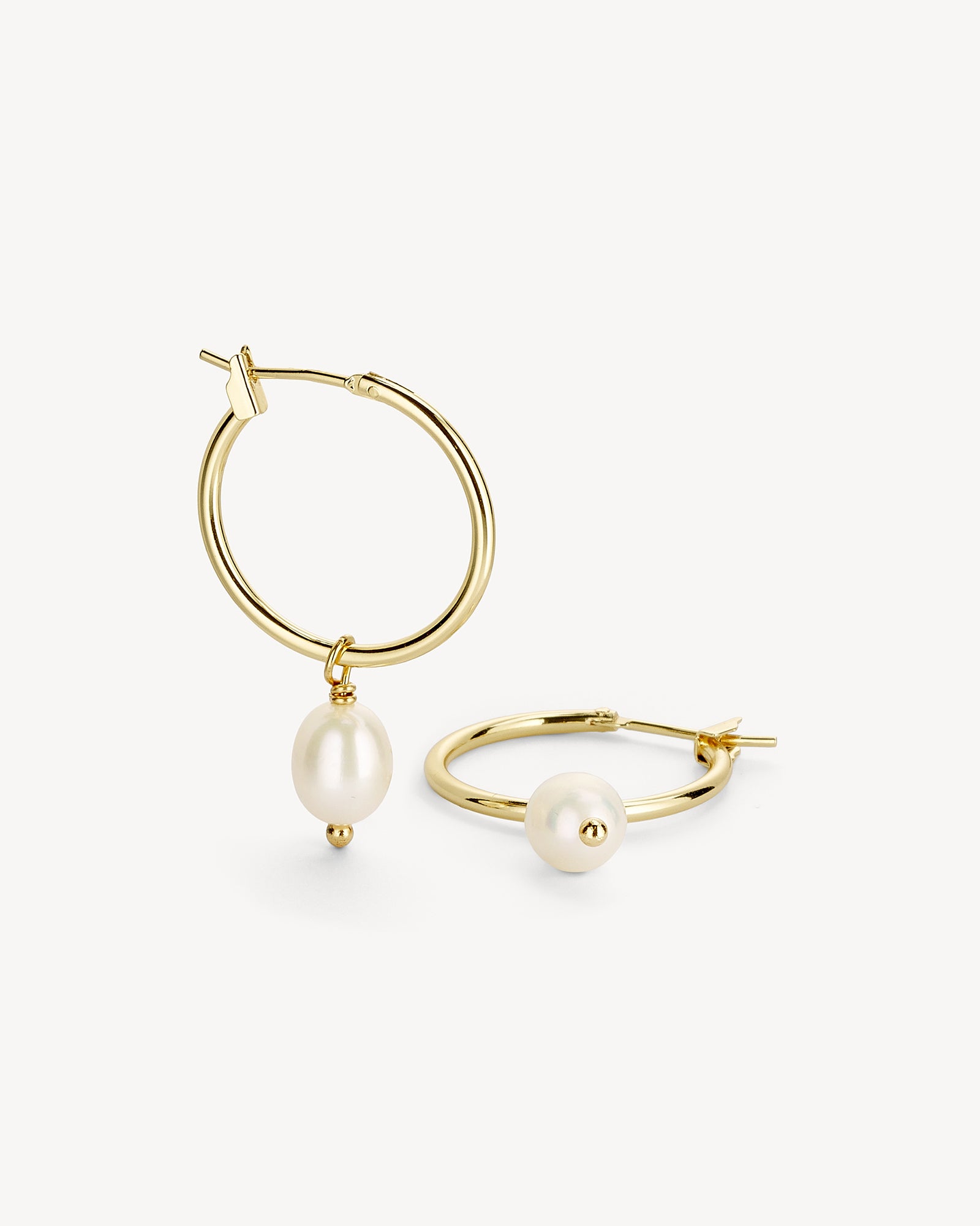 Lea Perle Øreringe Stor - Forgyldt