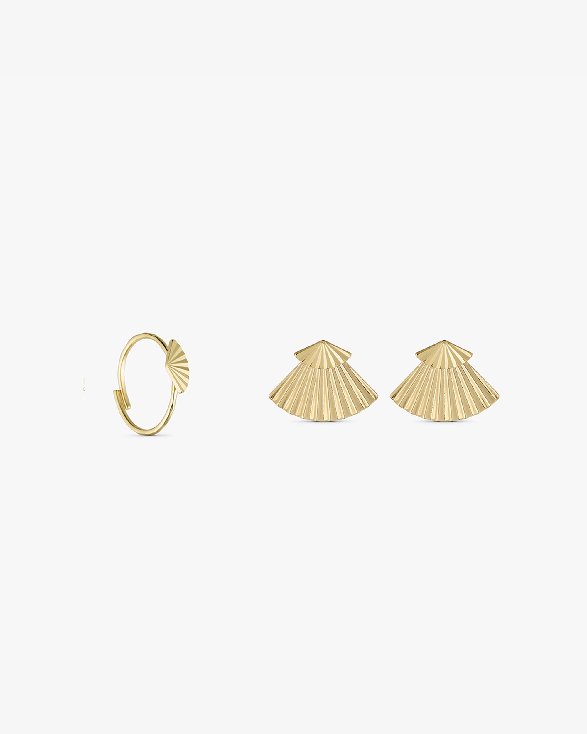 <tc>Jewelry set - Luna Double Earrings / Luna Ring - 18 carat gold plated</tc>