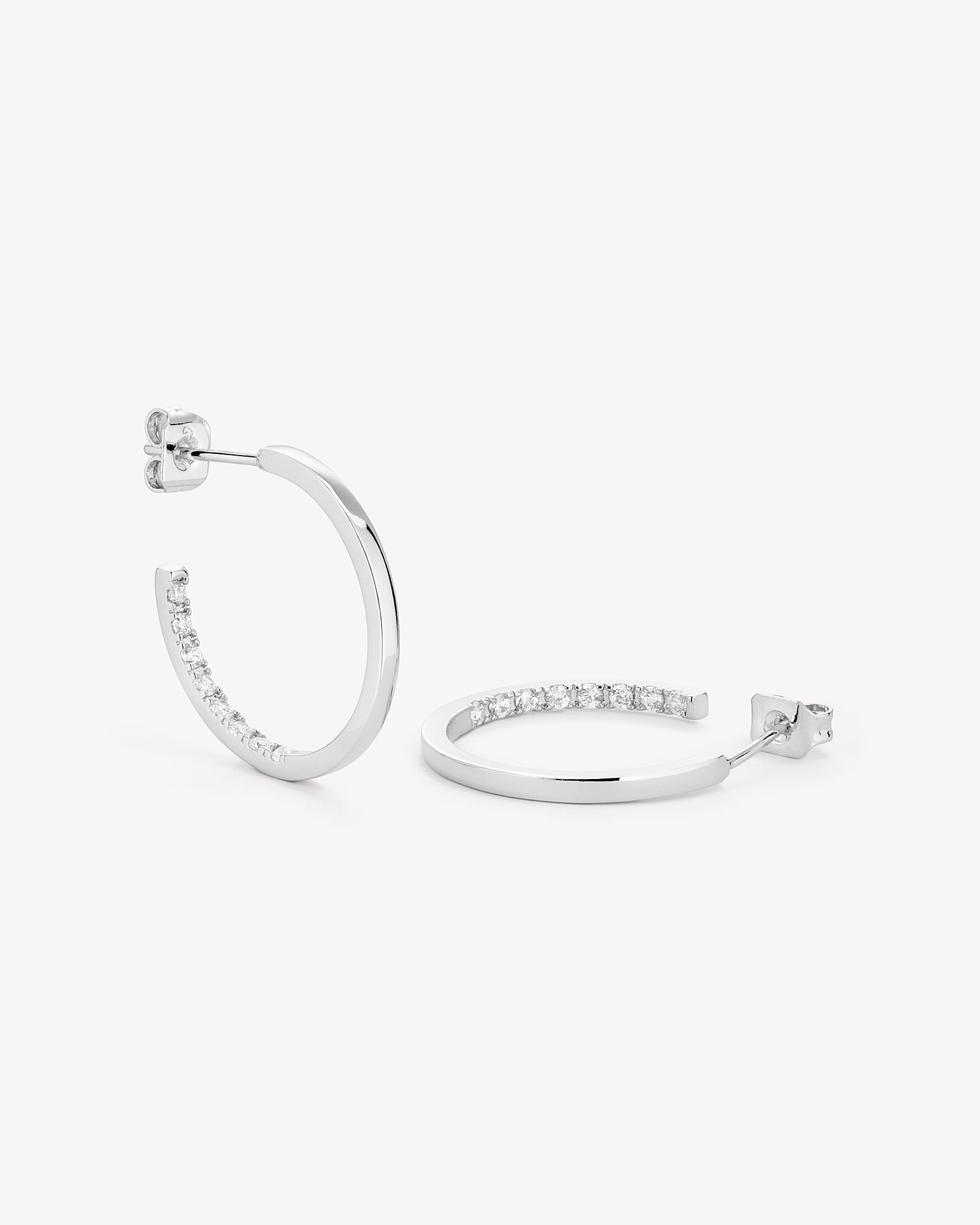 Mille Øreringe Stor - Zirkonia - Sølvbelagt