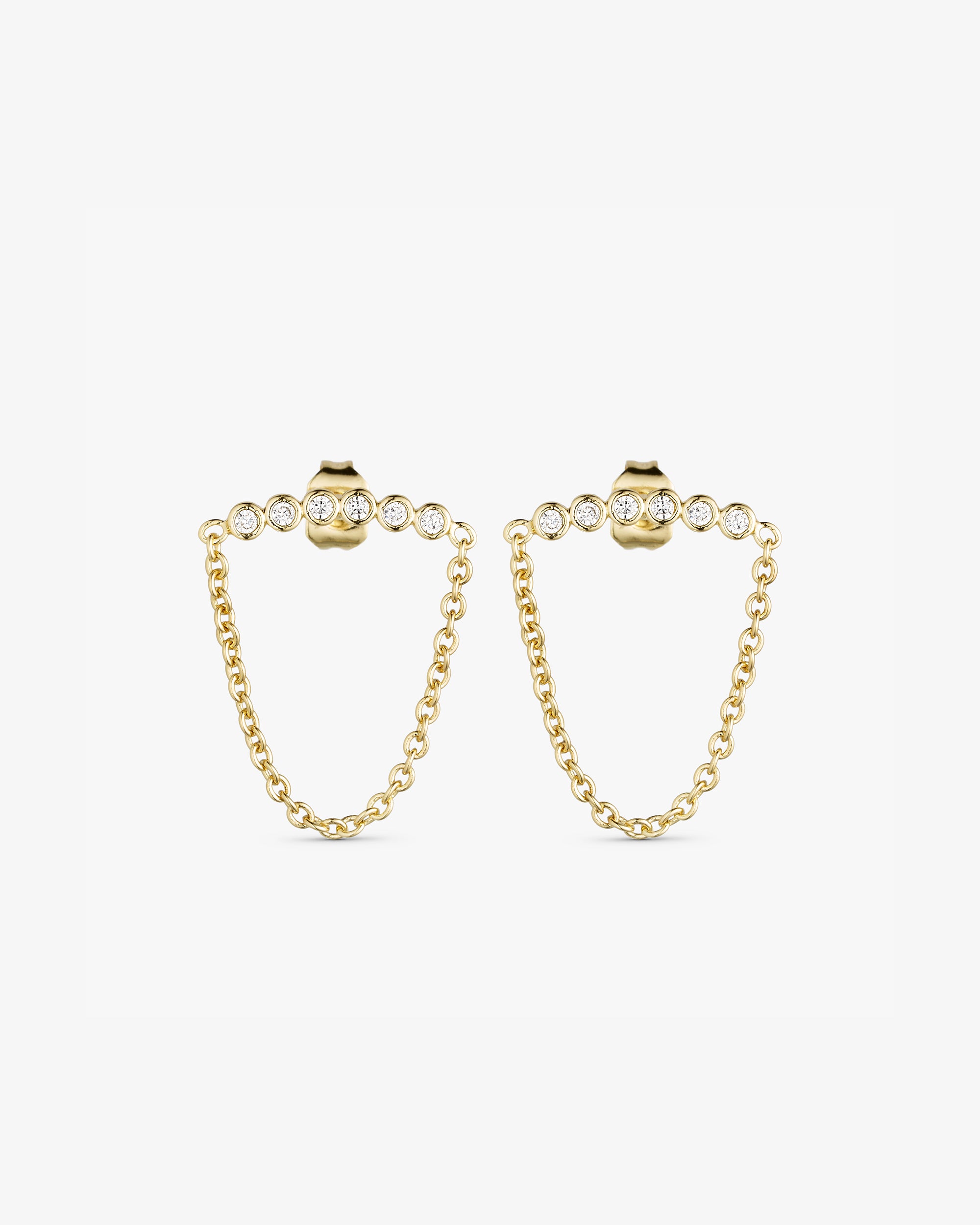 Rose Chain Earrings - Zirconia - 18 carat gold plated