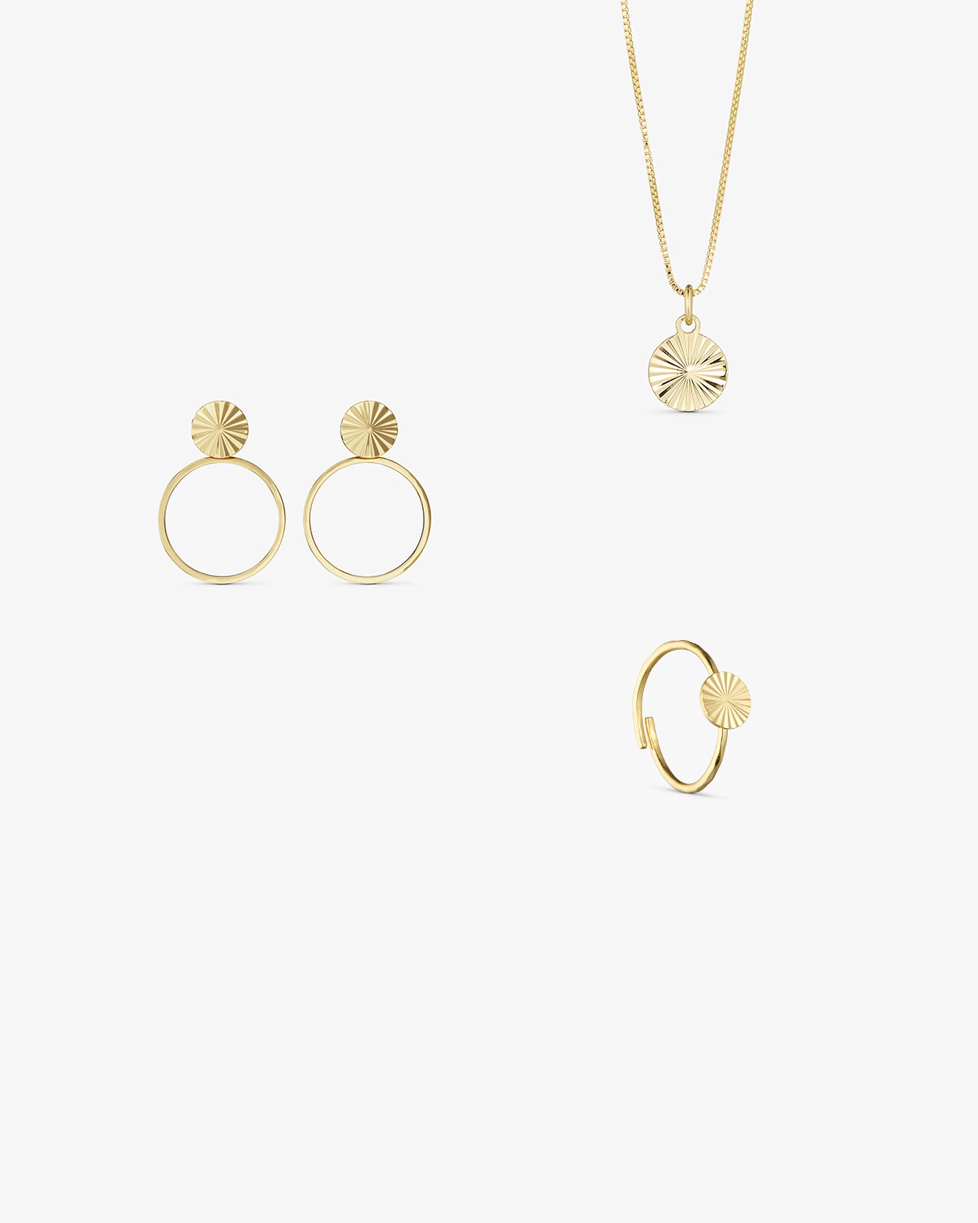 Smykkesæt - Scarlett Halskæde / Scarlett Øreringe / Scarlett Ring - 18 karat forgyldt