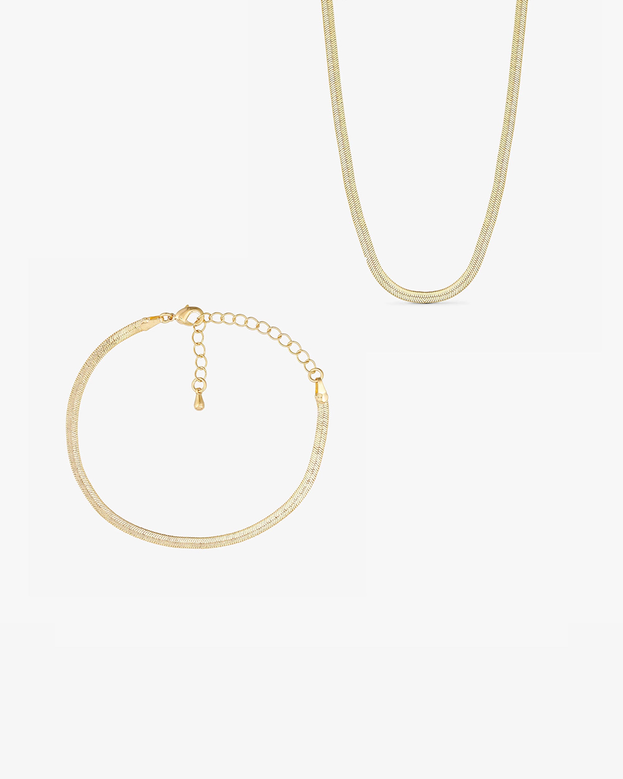 Smyckesset - Laura Halsband / Laura Armband - 18 karat guldpläterad