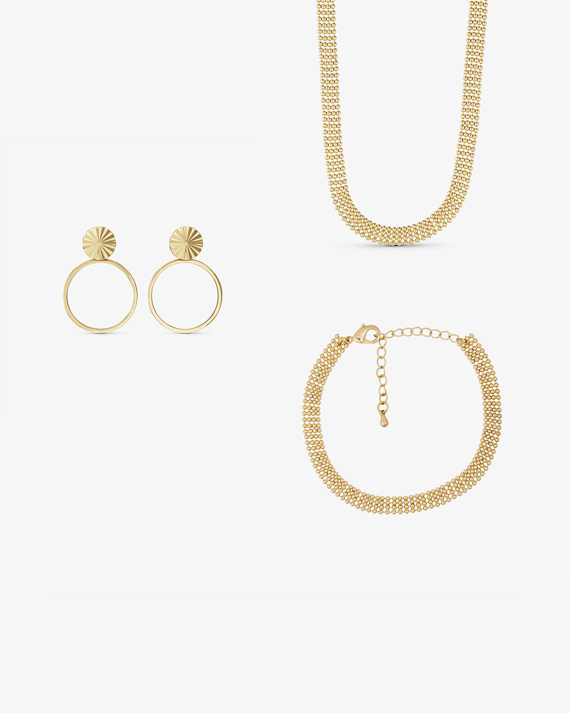 <tc>Smyckesset - Eden Halsband / Eden Armband / Scarlett Örhängen - 18 karat guldpläterad</tc>