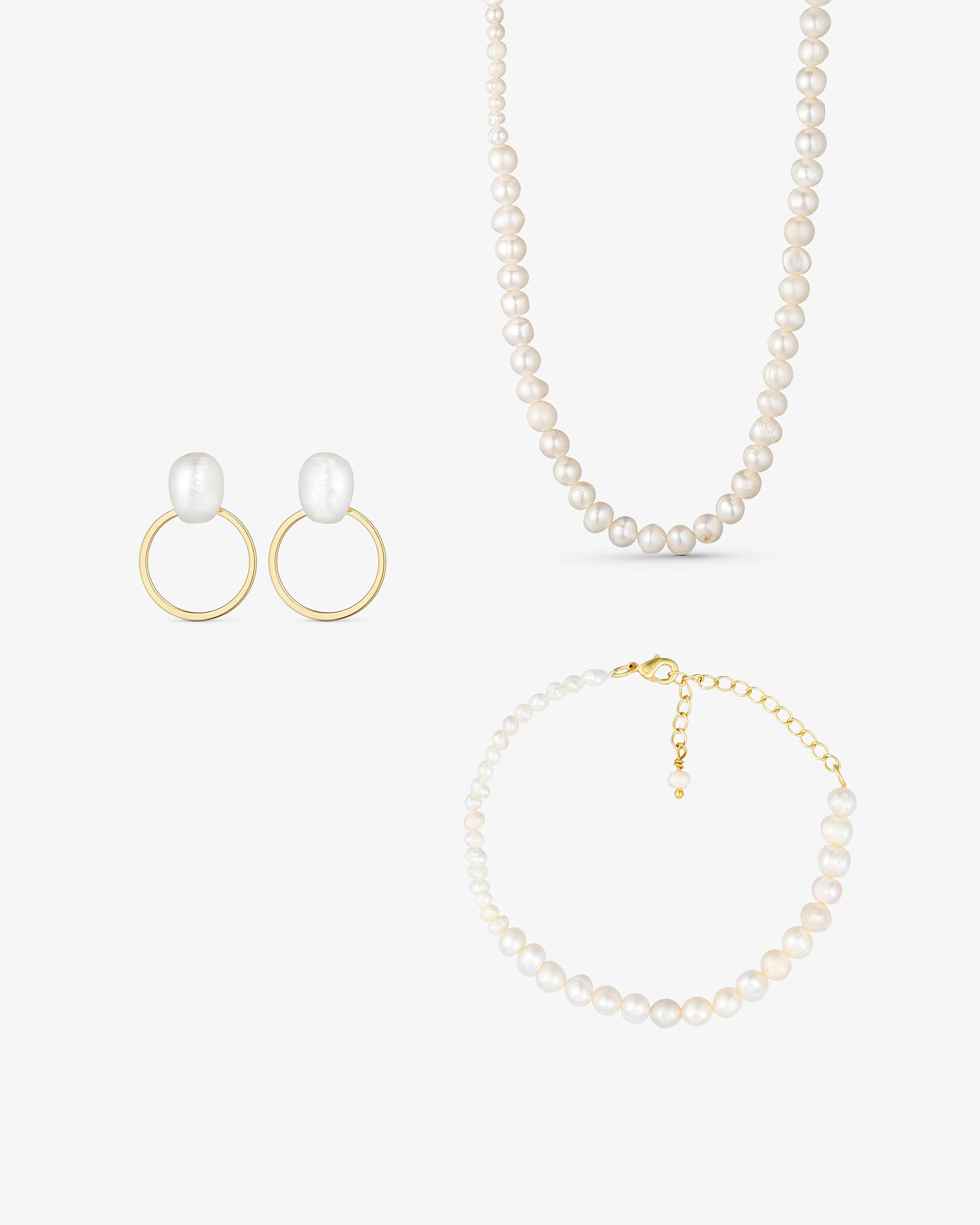 Smyckesset - Vega Örhängen / Lea Halsband / Lea Armband - 18 karat guldpläterad