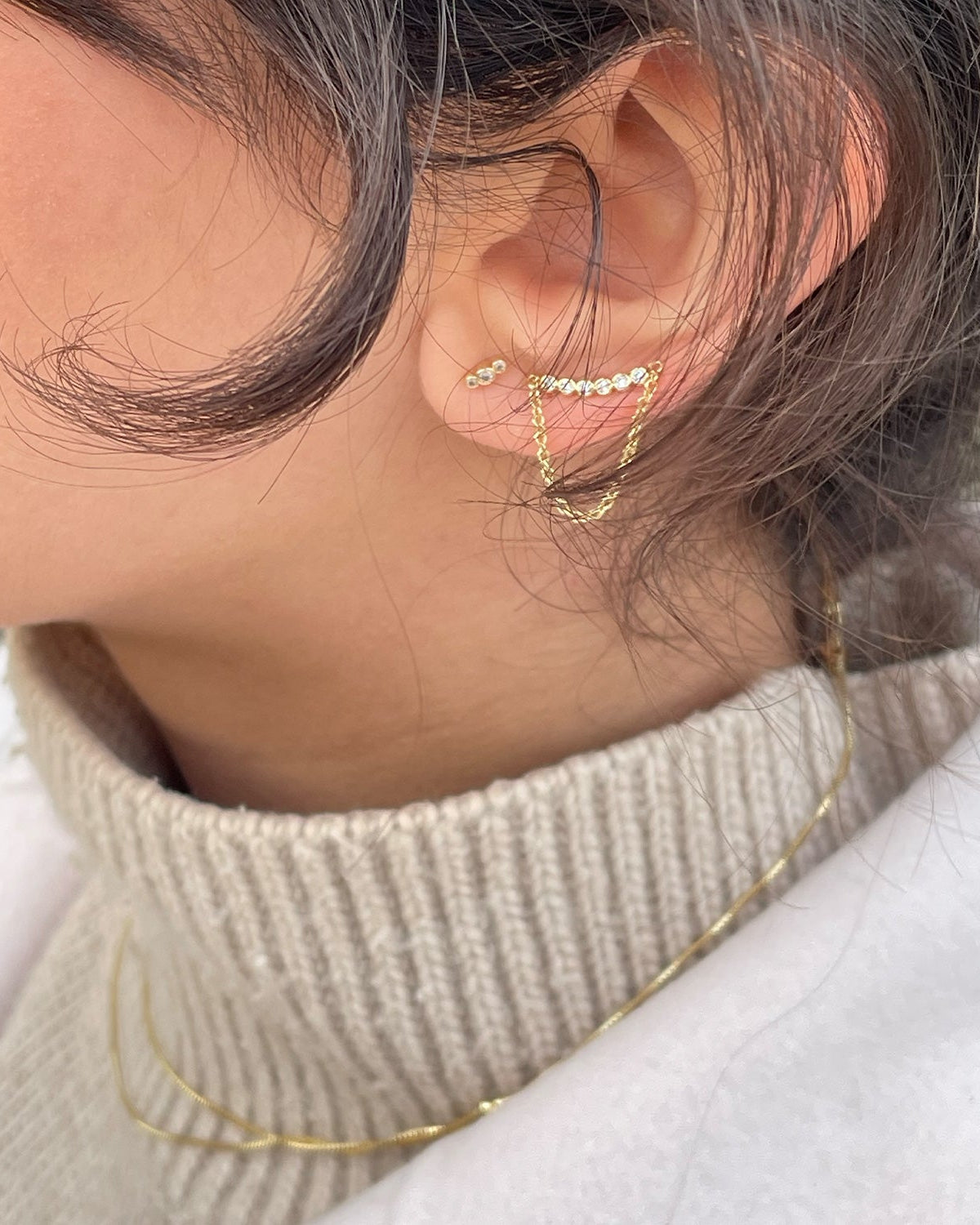 Elin Stud Earrings - Zirconia - 18 carat gold plated