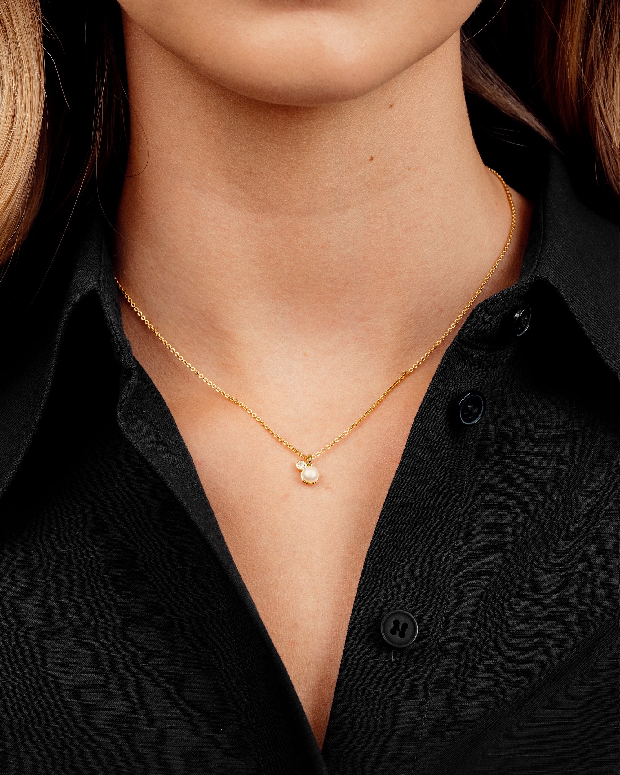 Isola Perle Halskæde - Zirkonia - 18 karat forgyldt