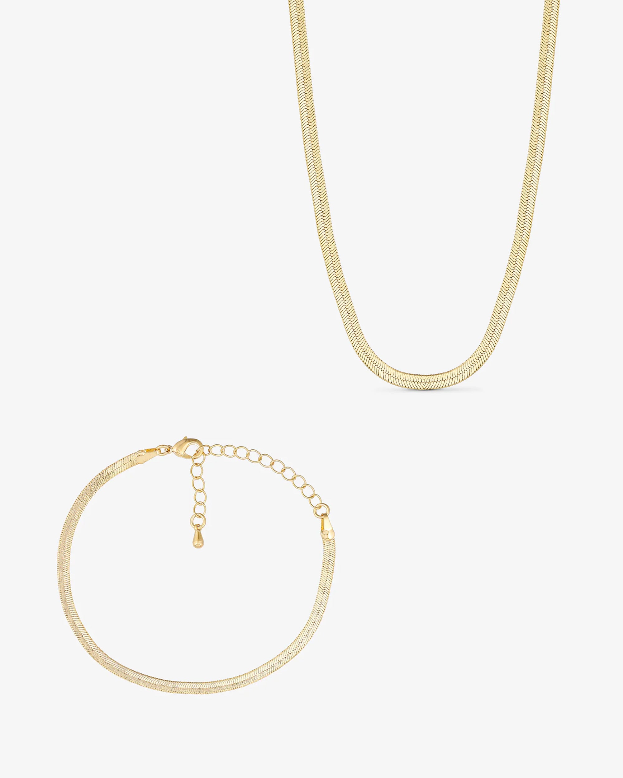Zenith Smykkesæt - Laura Slange Halskæde / Laura Slangekæde Armbånd - 18 karat forgyldt