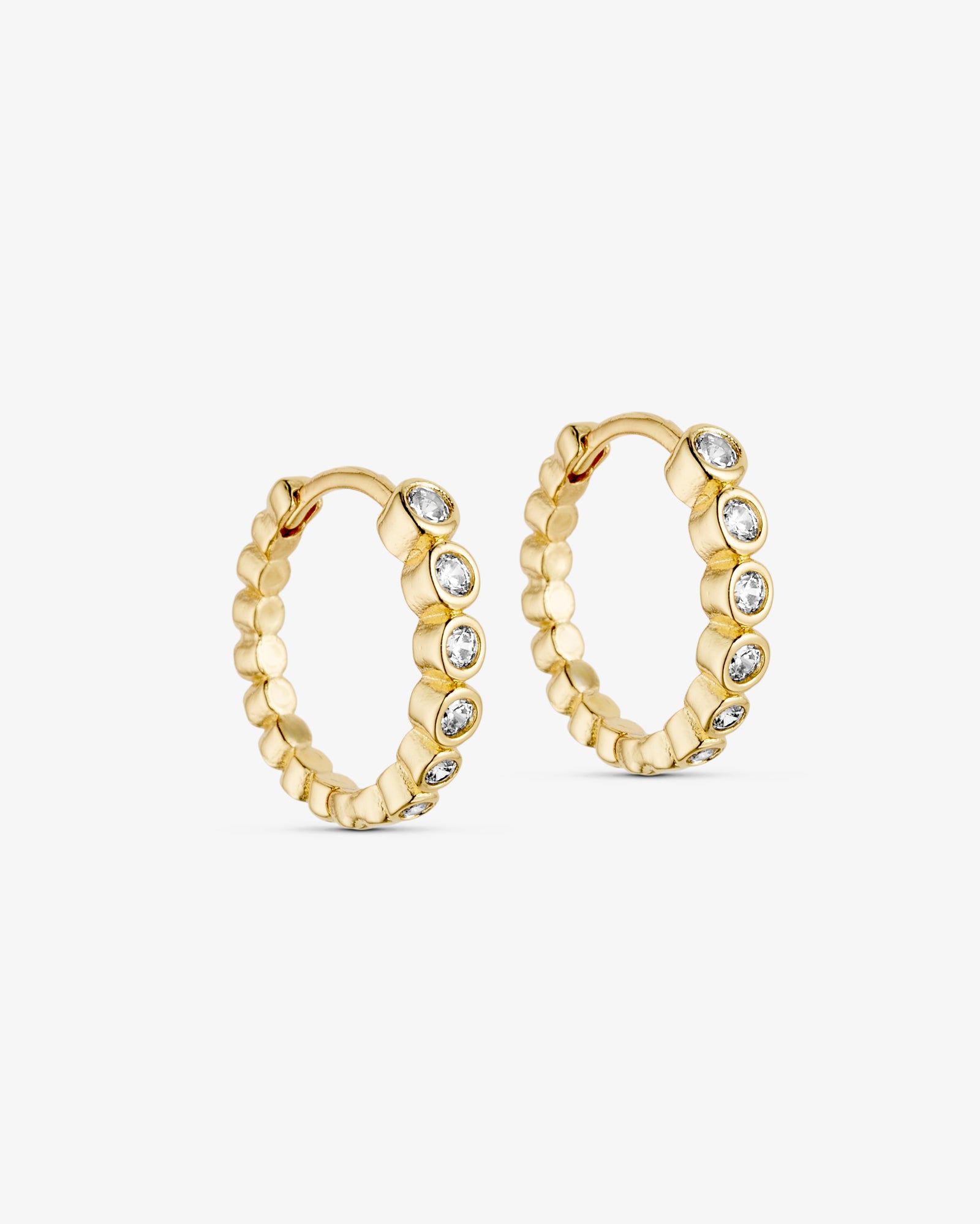 Lili Maria Hoop Øreringe - Zirkonia - 18 karat forgyldt