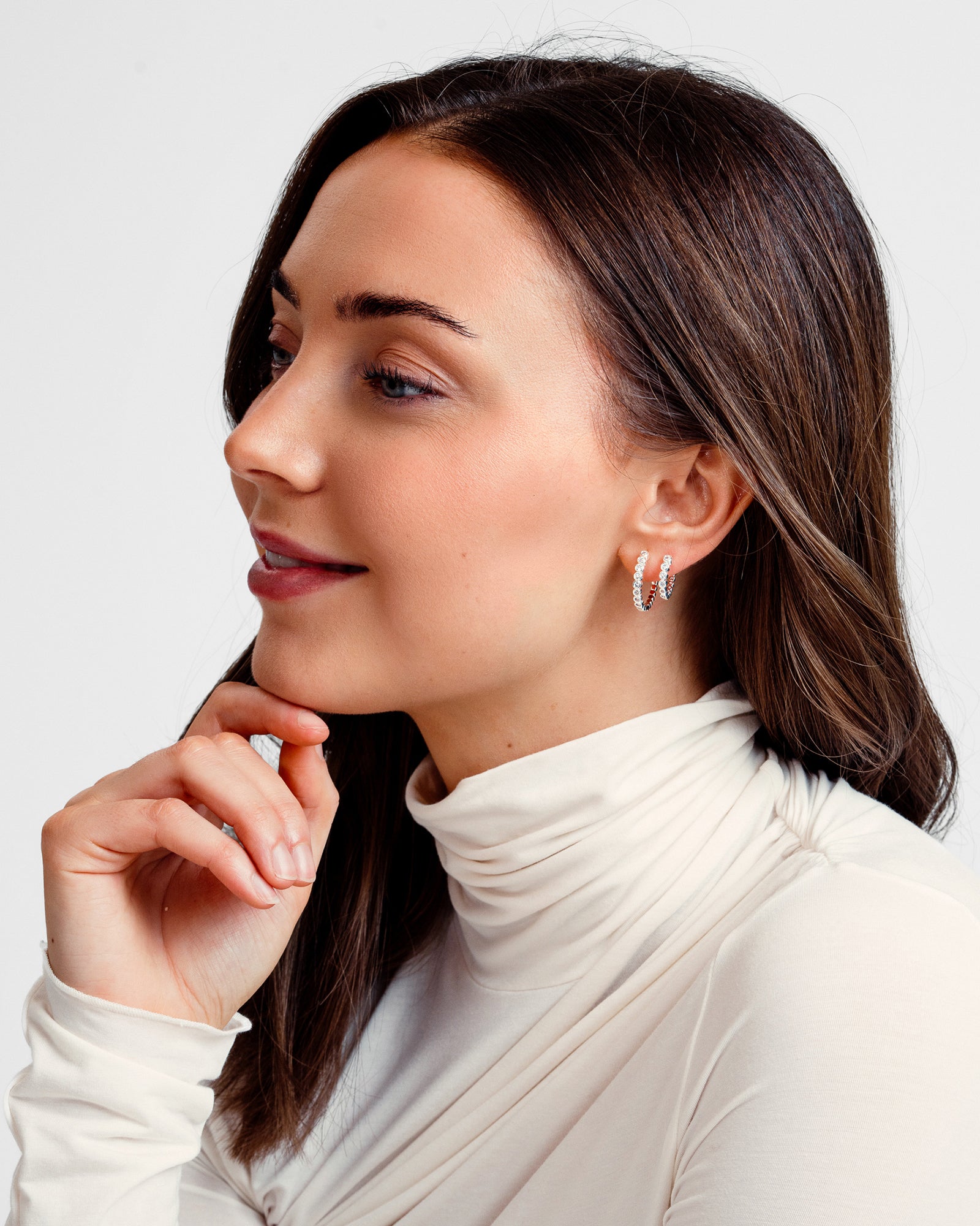 Lili Maria Øreringe Stor Hoop - Zirkonia - Sølvbelagt