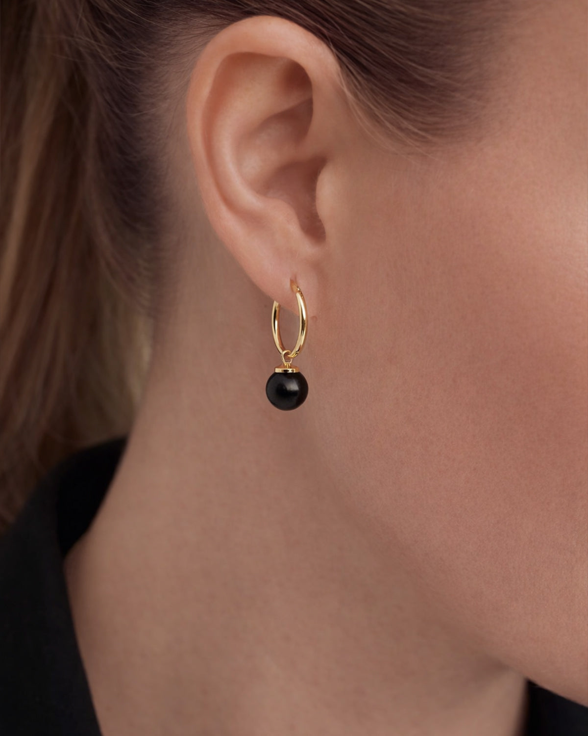 Aura Hoop Øreringe - Night Orbit - Natursten - 18 karat forgyldt